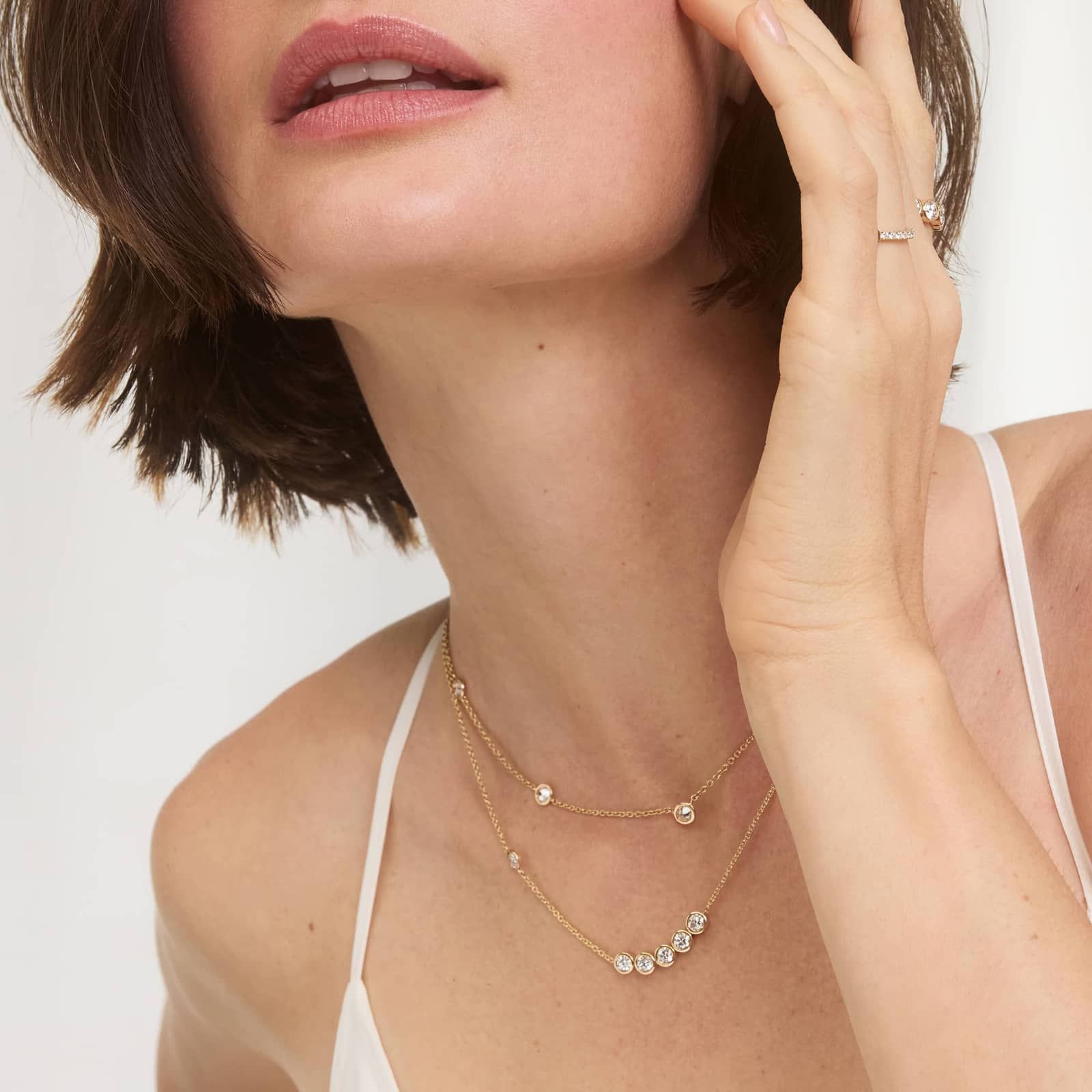 Smile Necklace With Bezel Set Lab-Grown Diamonds in 14K Yellow Gold 3