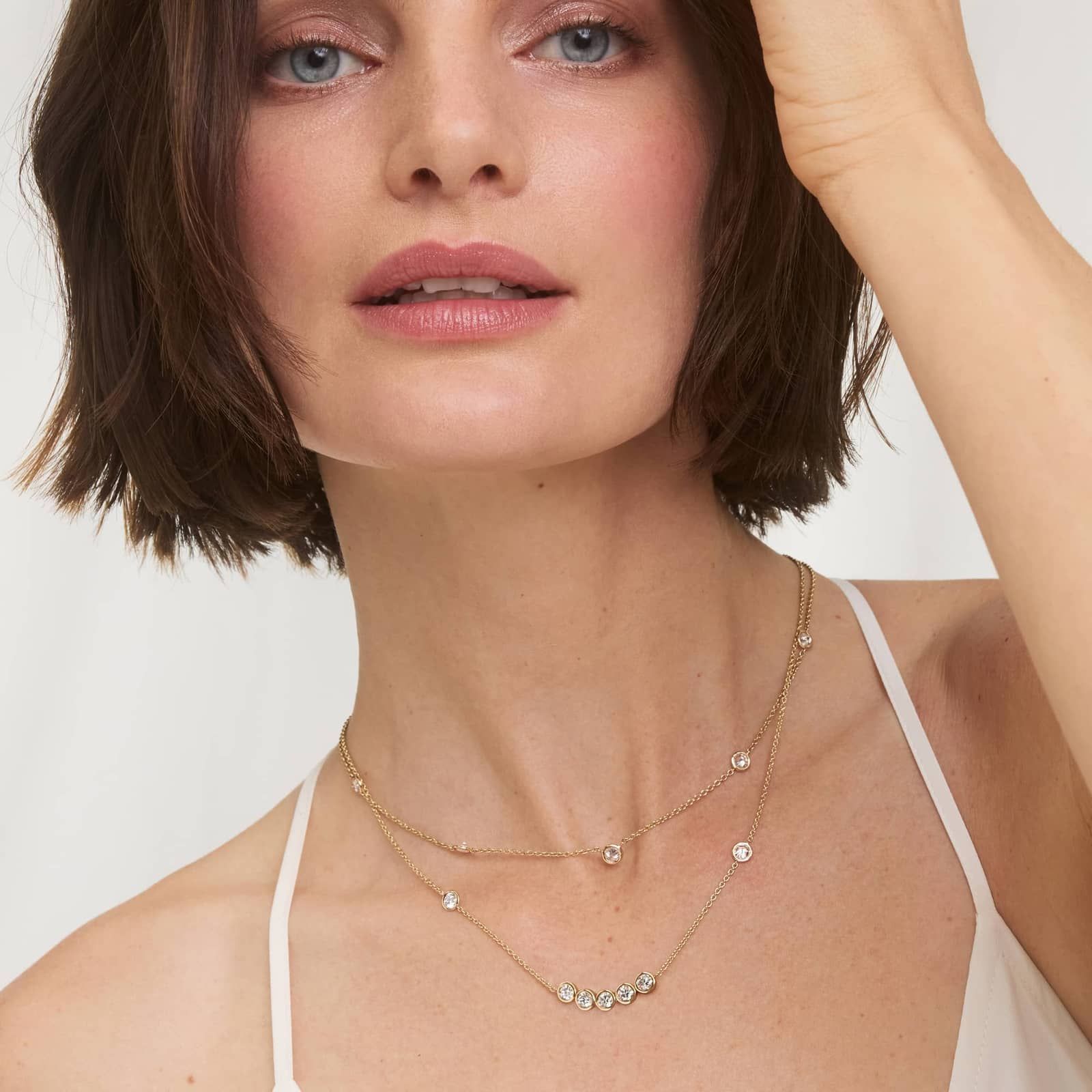 Smile Necklace With Bezel Set Lab-Grown Diamonds in 14K Yellow Gold 4