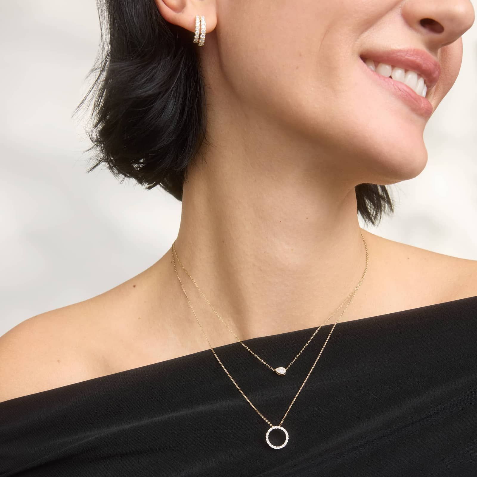East-West Pendant Necklace with 0.3 CTW Pear Shaped Lab-Grown Diamond in 14K Yellow Gold 3