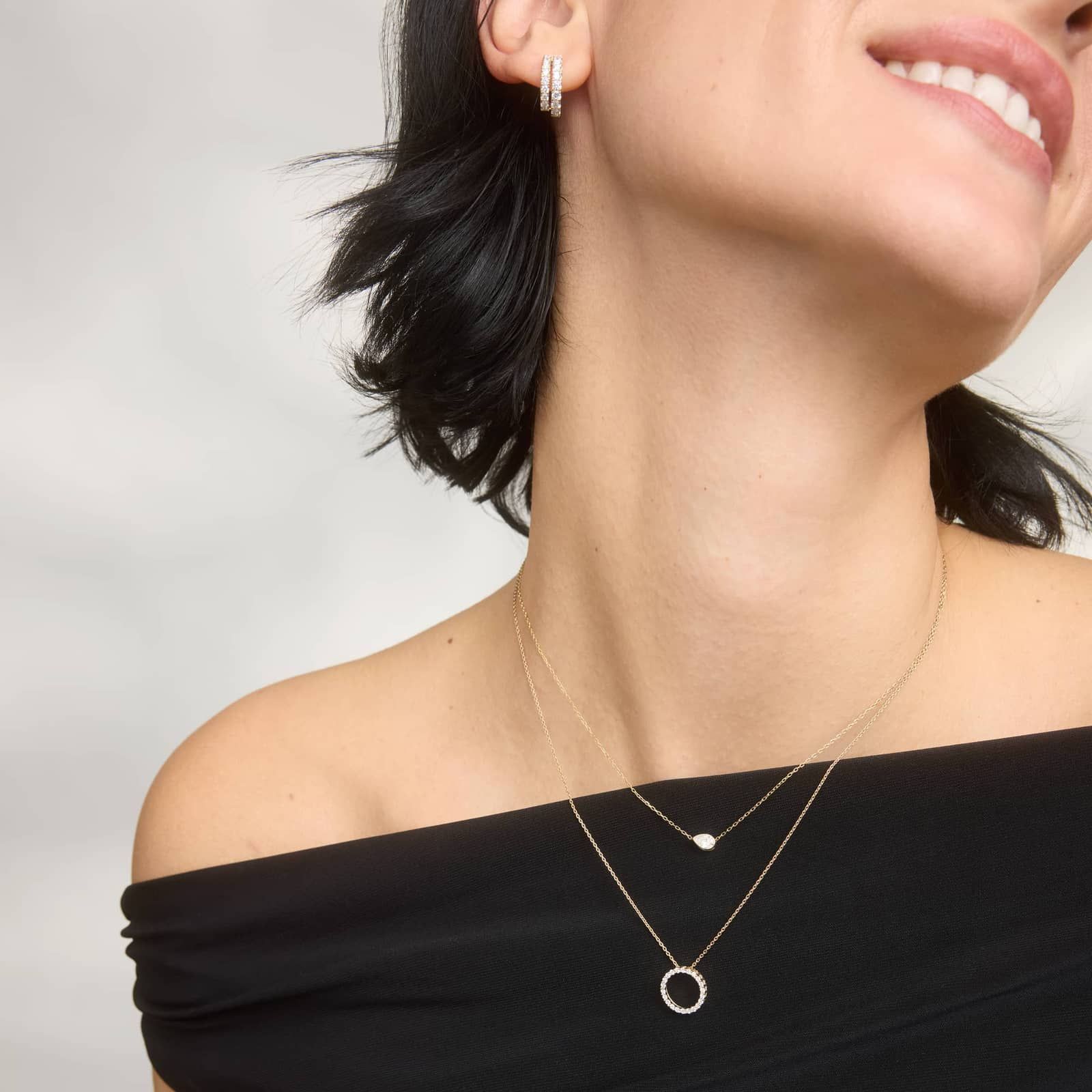 East-West Pendant Necklace with 0.3 CTW Pear Shaped Lab-Grown Diamond in 14K Yellow Gold 4