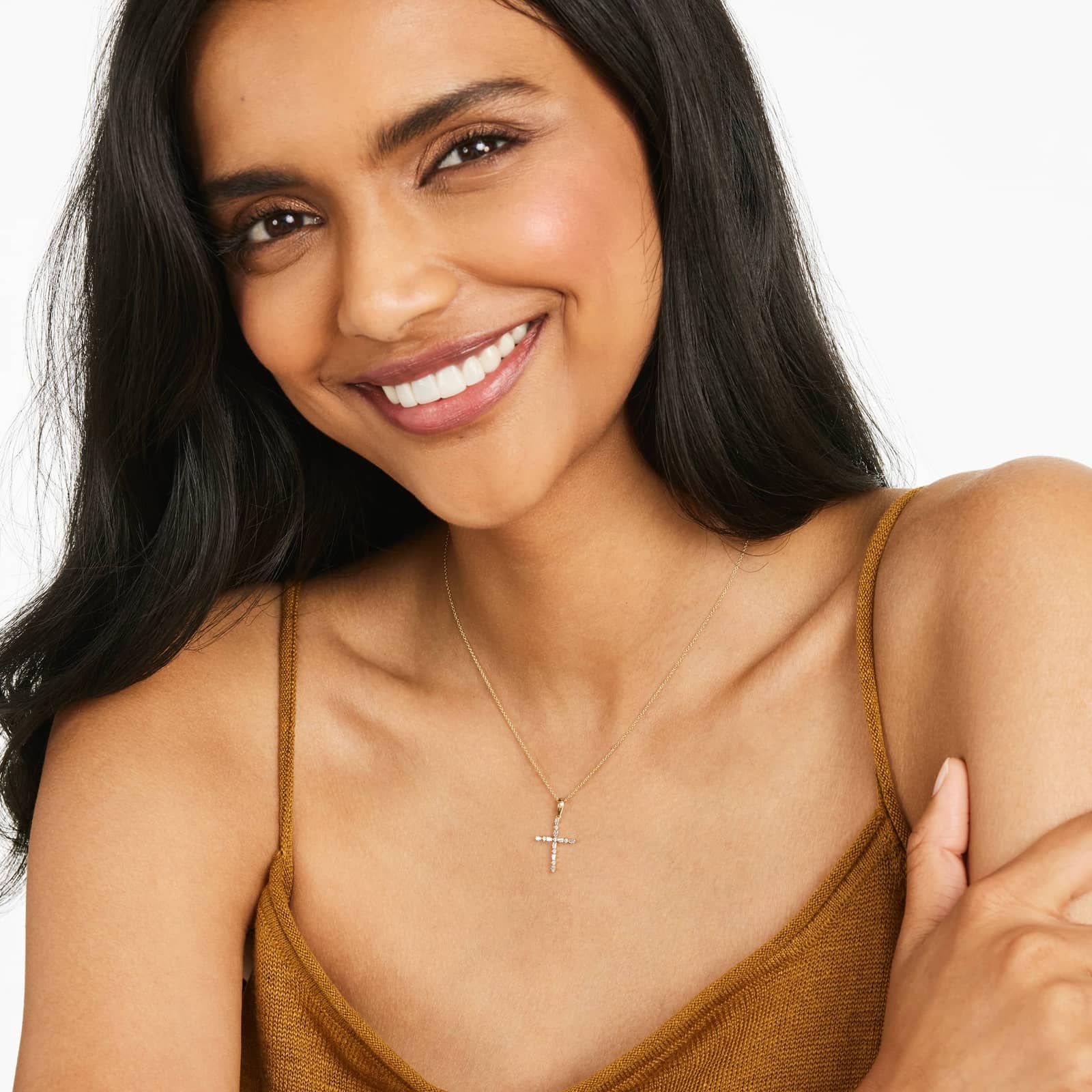 Alternating Diamond Cross Necklace In 14K Yellow Gold By James Allen 4