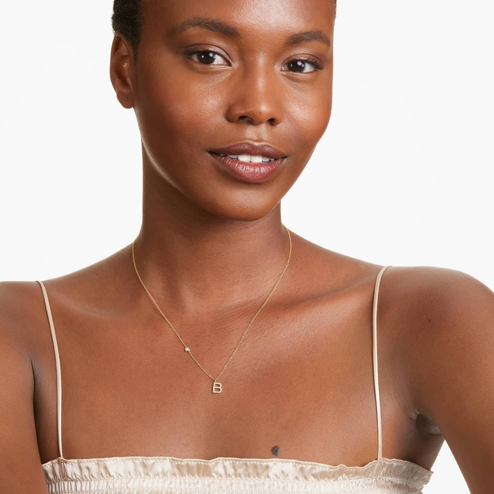 Initial B Diamond Necklace In 14K Yellow Gold By James Allen 4