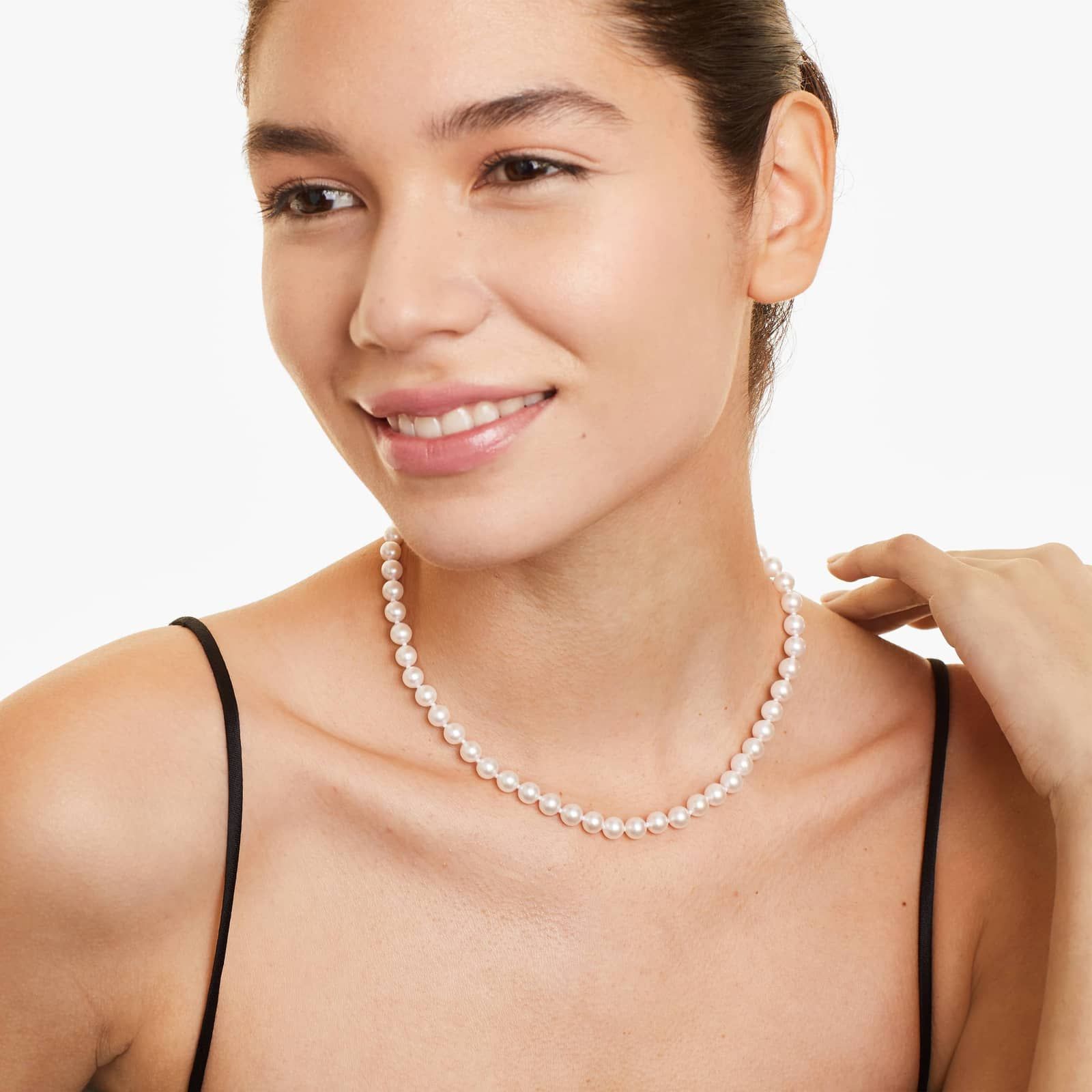 Akoya Cultured Pearl Ball Necklace in 14K White Gold By James Allen 3