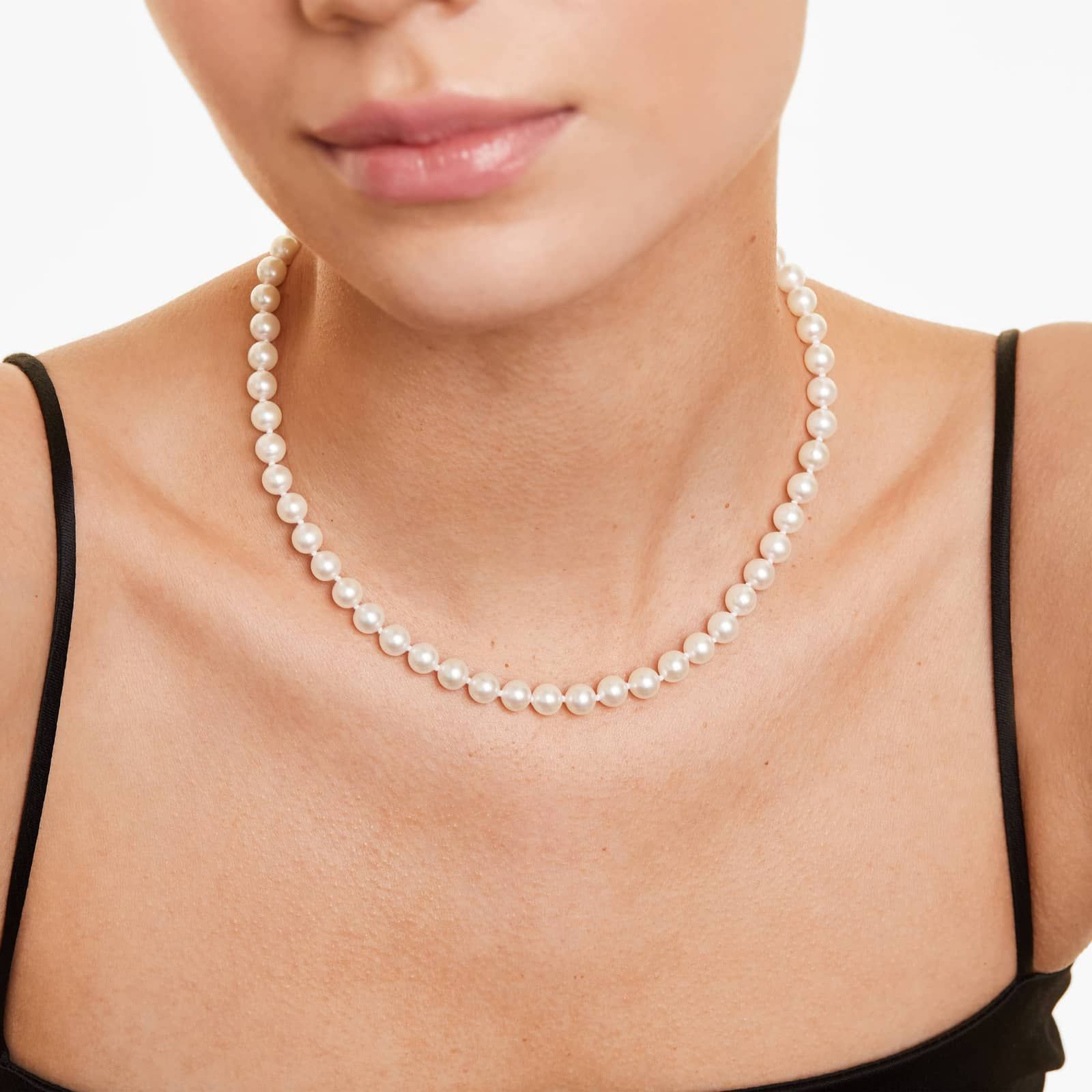 Akoya Cultured Pearl Ball Necklace in 14K White Gold By James Allen 4