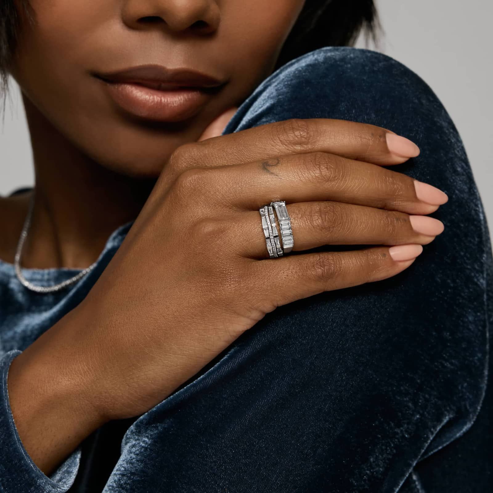 Baguette Cut Lab-Grown Diamond Ring 14K White Gold 4