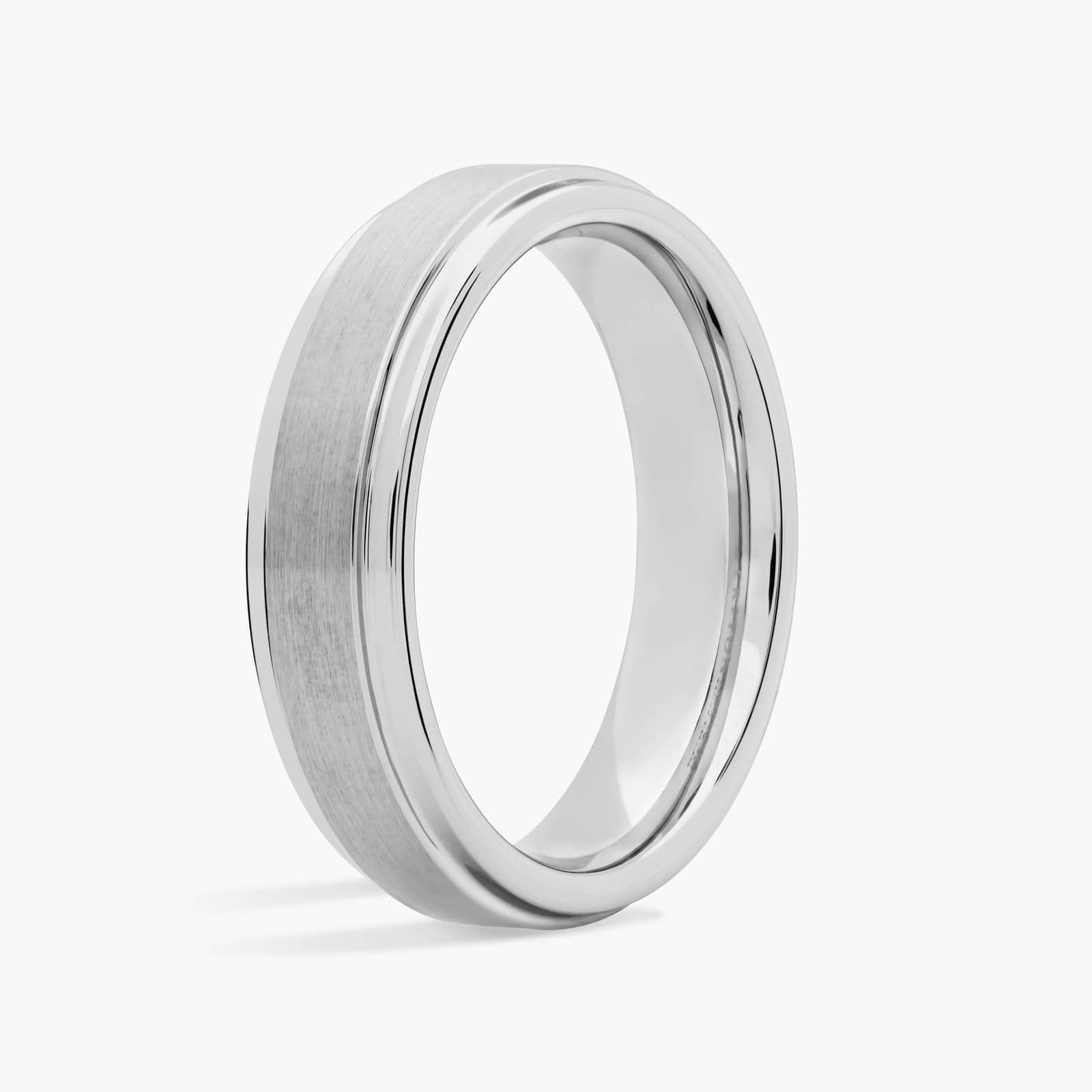Brushed and Polished Comfort Fit Wedding Ring in Classic Gray Tungsten Carbide (6mm) 2