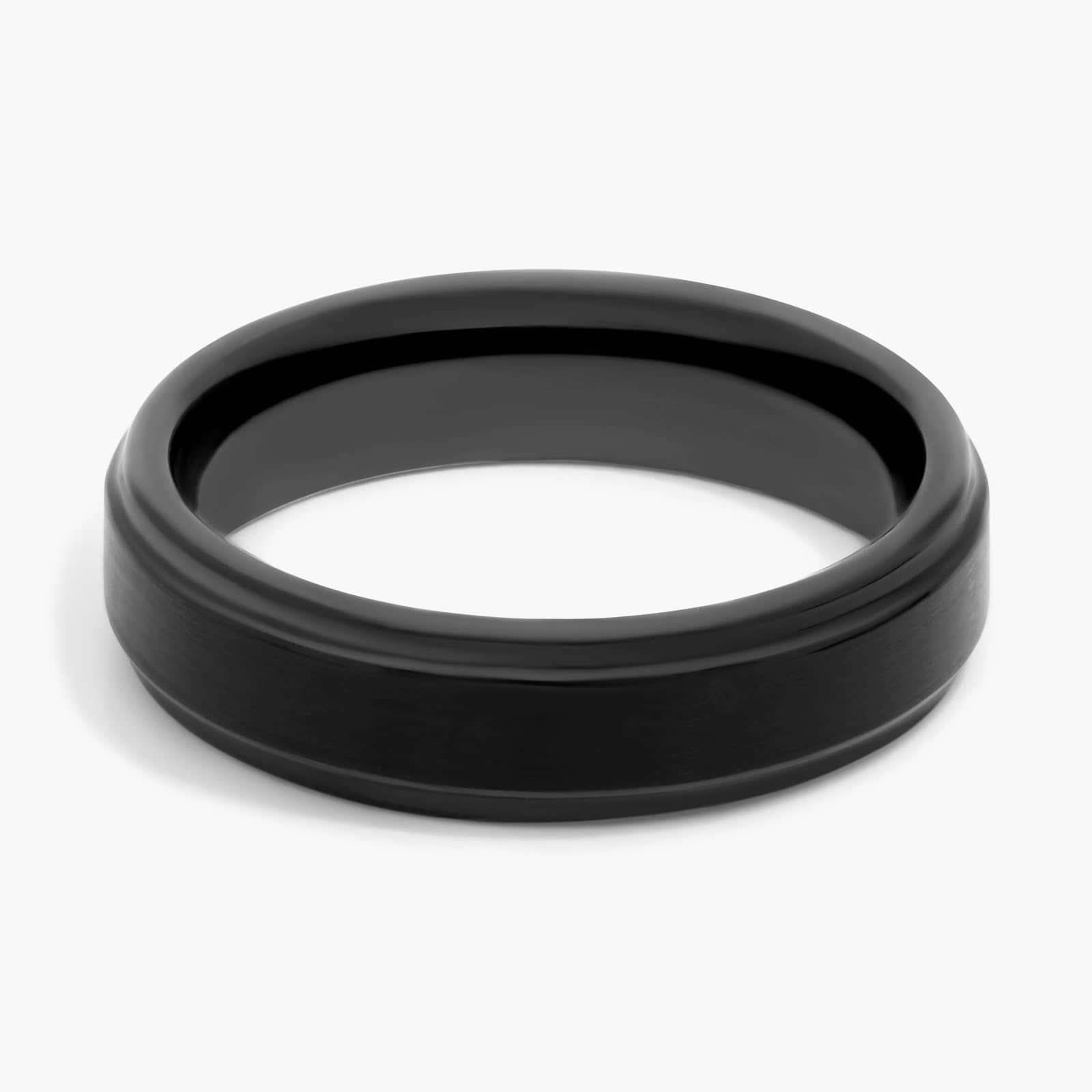 Brushed and Polished Comfort Fit Wedding Ring in Black Tungsten Carbide (6mm)
