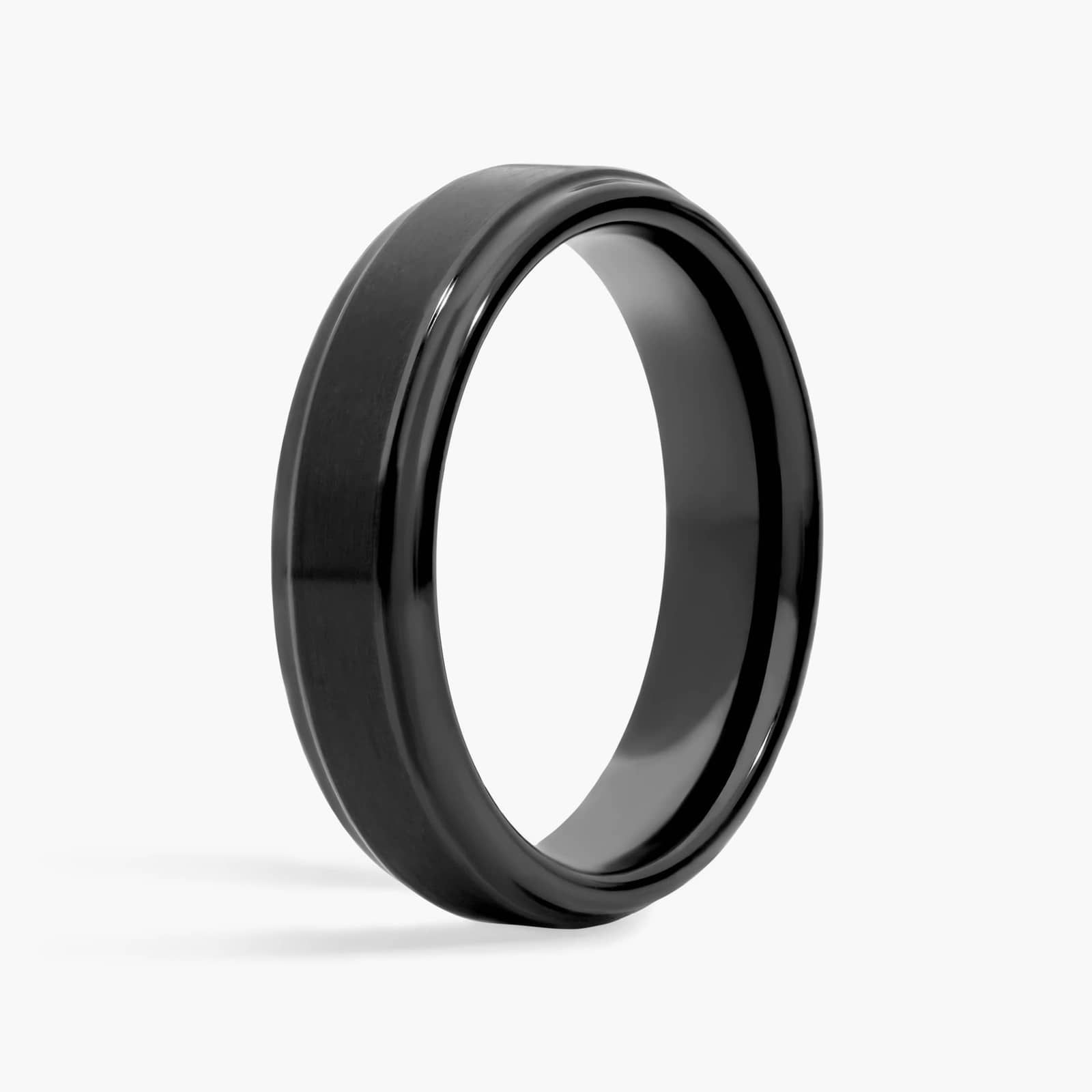 Brushed and Polished Comfort Fit Wedding Ring in Black Tungsten Carbide (6mm) 2