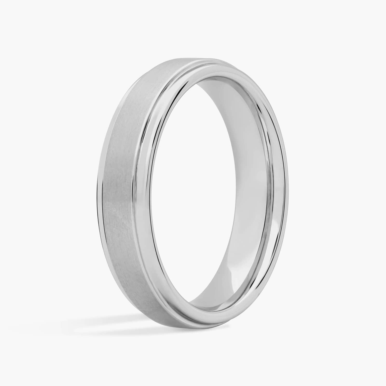 Brushed and Polished Comfort Fit Wedding Ring in White Tungsten Carbide (6mm) 2