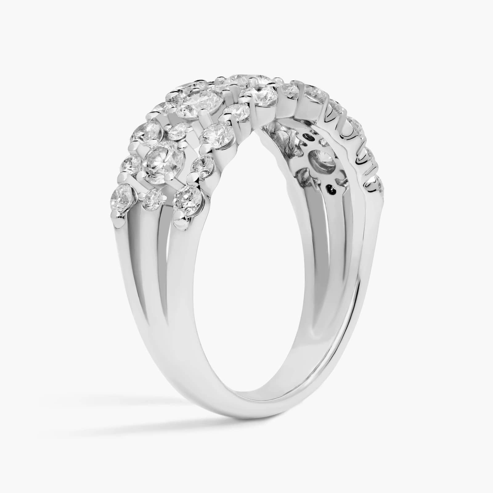 Diamond Three-Row Alternating Fashion Ring in 14k White Gold (1 ct. tw.) 2