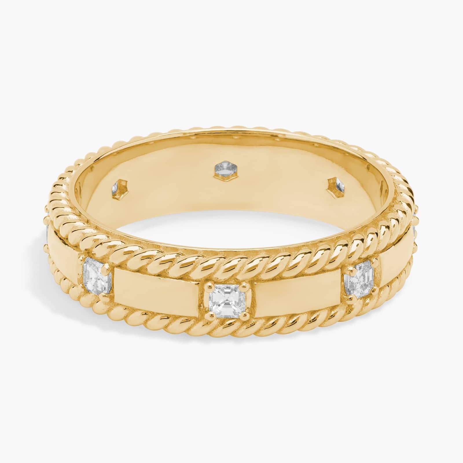 Grandeur Asscher Diamond Wedding Ring in 18k Yellow Gold (6 mm, 3/8 ct. tw.) By Bella Vaughan