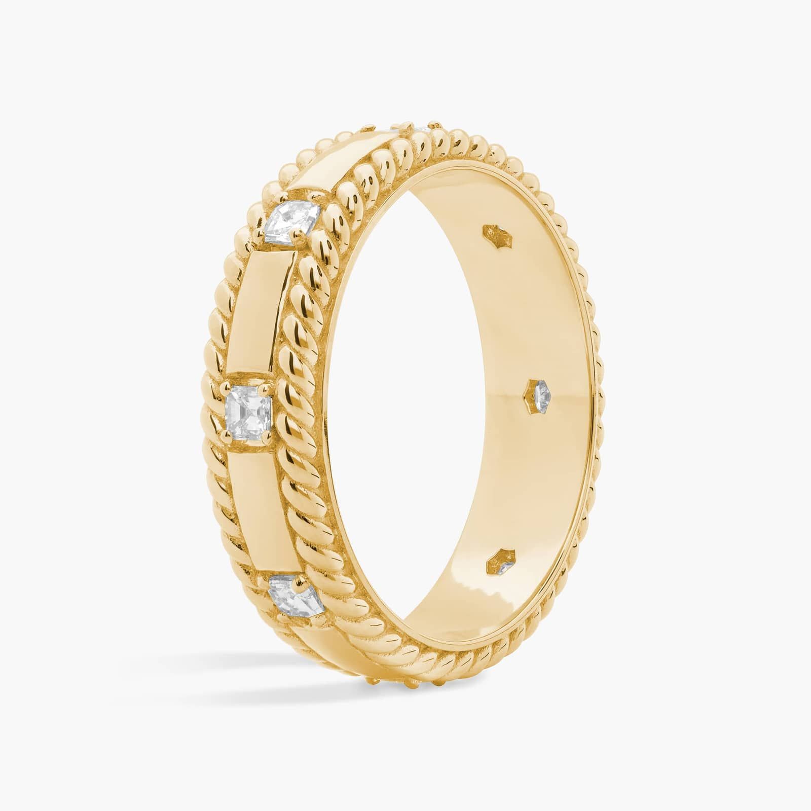 Grandeur Asscher Diamond Wedding Ring in 18k Yellow Gold (6 mm, 3/8 ct. tw.) By Bella Vaughan 2