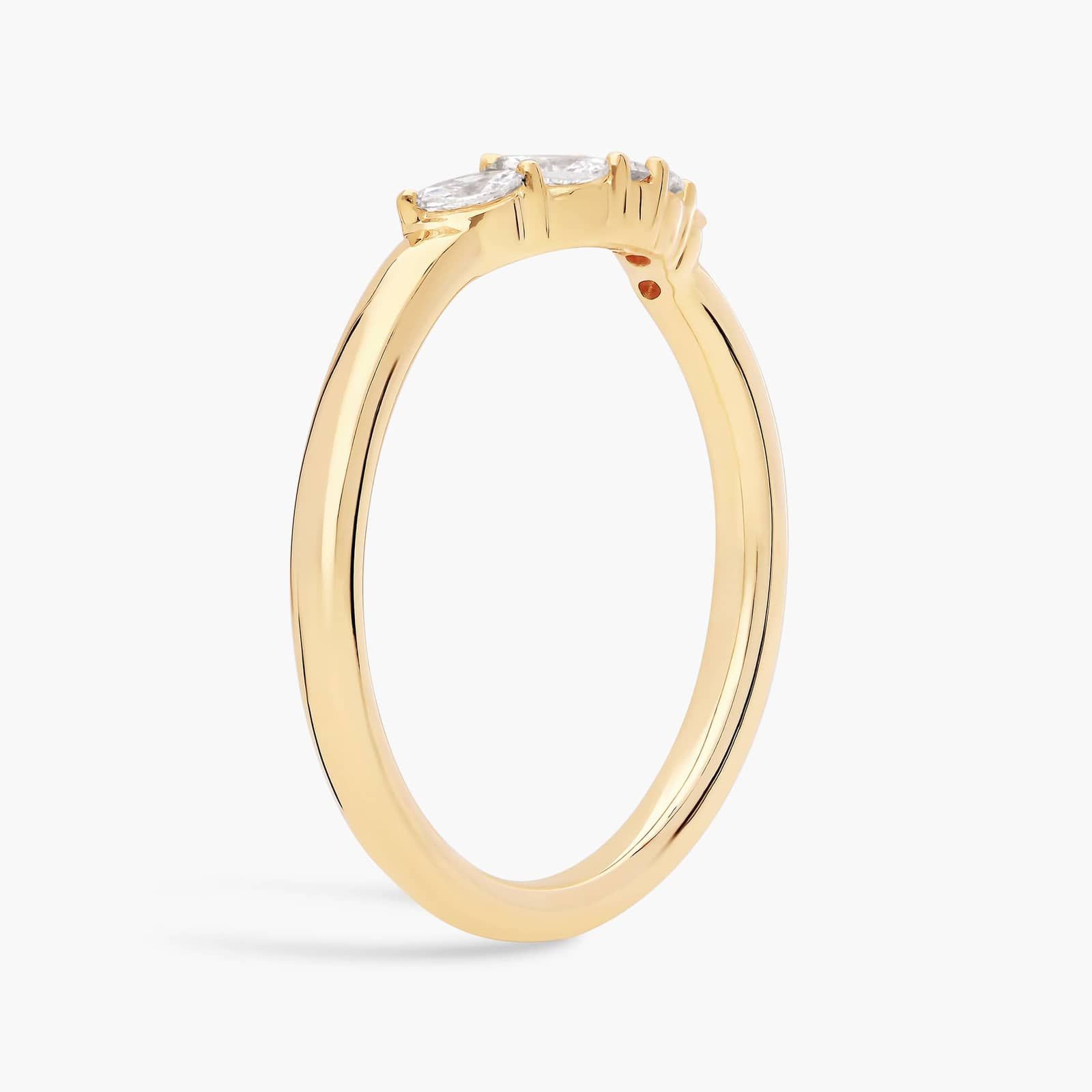Curved Floral Marquise Diamond Ring in 14k Yellow Gold (1/8 ct. tw.) 2