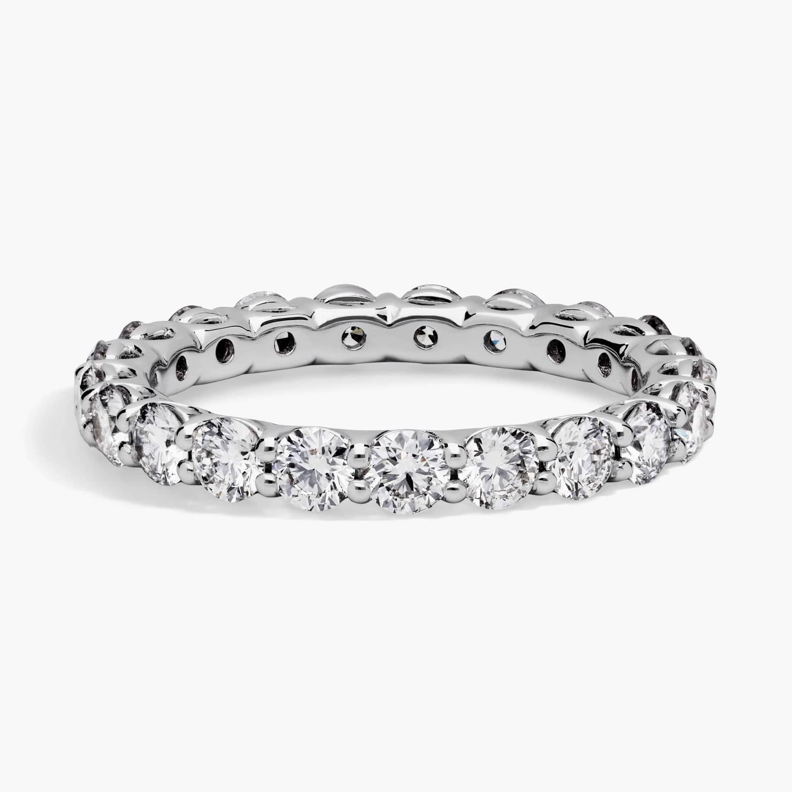 Low Dome Basket Diamond Eternity Ring In 14K White Gold (2 Ct. tw. - H-I / SI1-SI2)