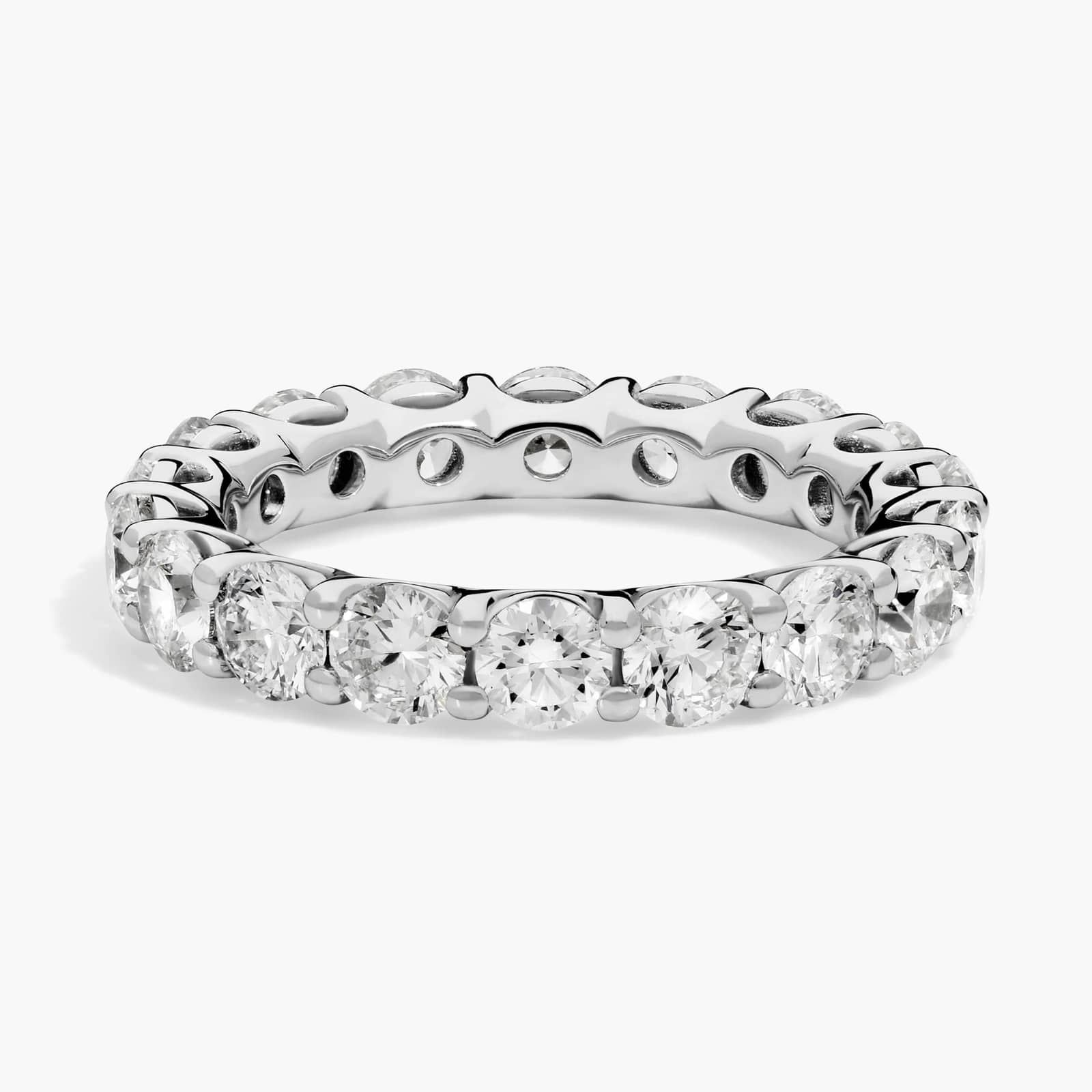 Low Dome Basket Lab-Grown Diamond Eternity Ring In 14K White Gold (3 Ct. tw. - F-G / VS2-SI1)