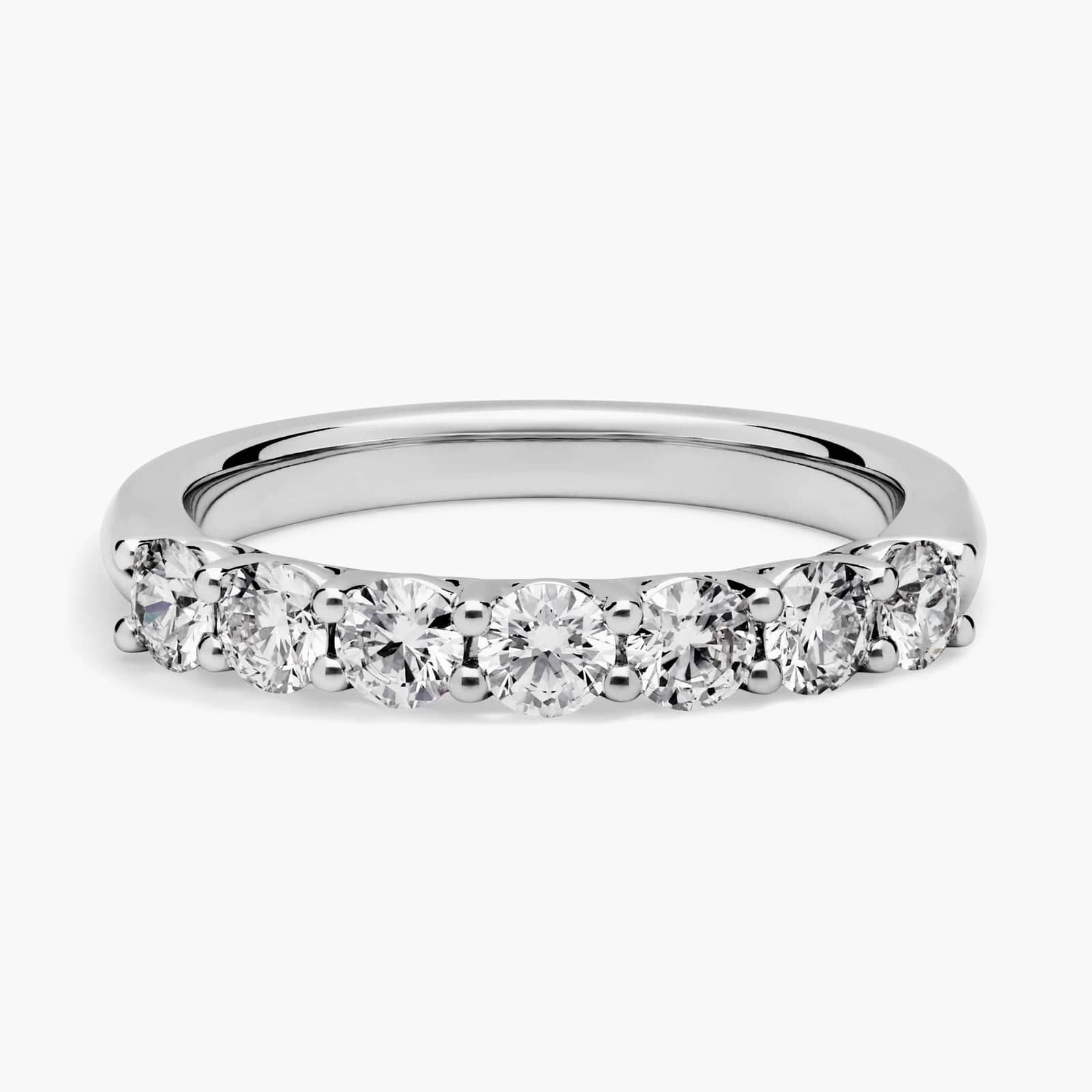 Seven Stone Low Dome Basket Diamond Ring In 14K White Gold (3/4 Ct. tw. - H-I / SI1-SI2)