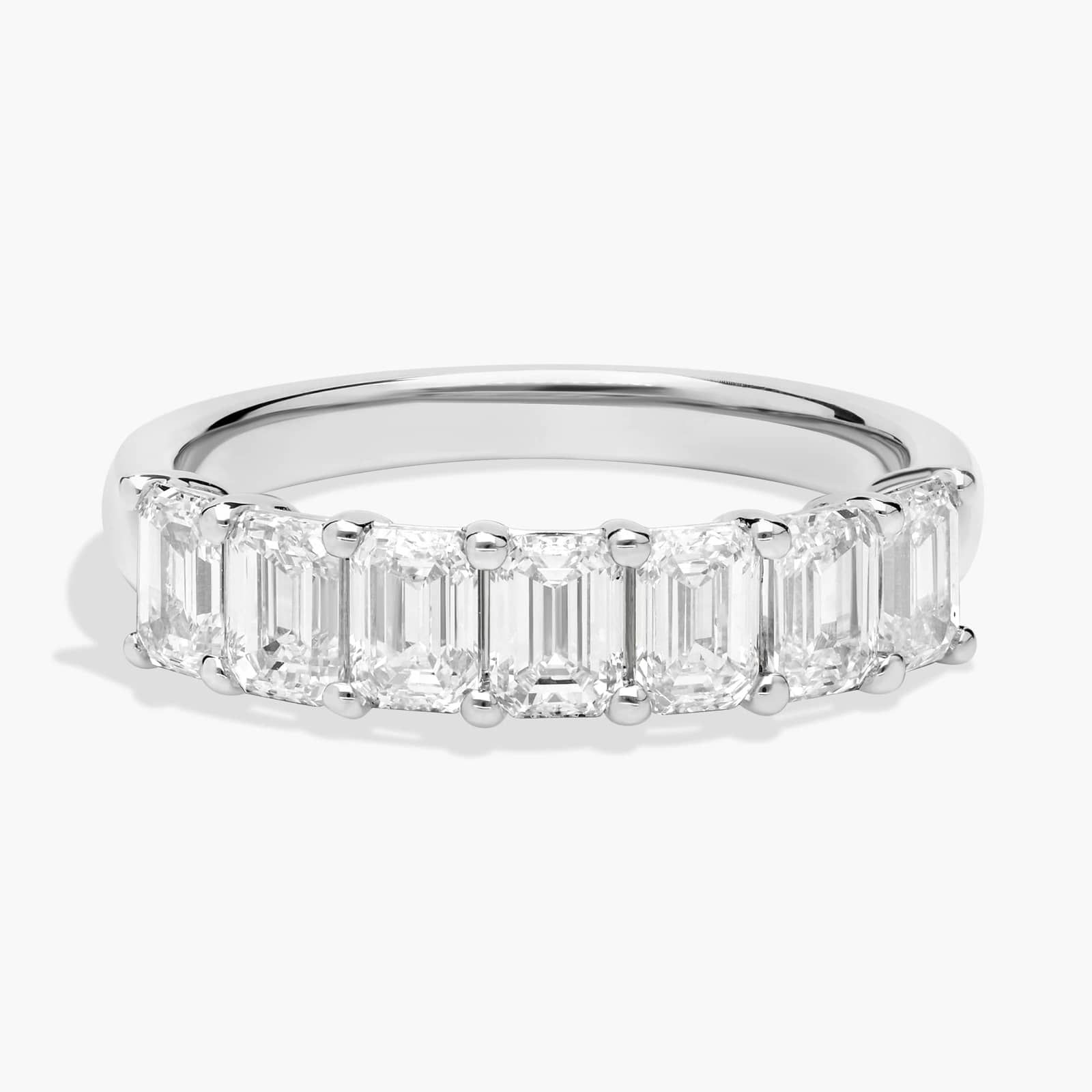Seven Stone Emerald Diamond Ring In 14K White Gold (1 1/2 Ct. tw. - H-I / SI1-SI2)