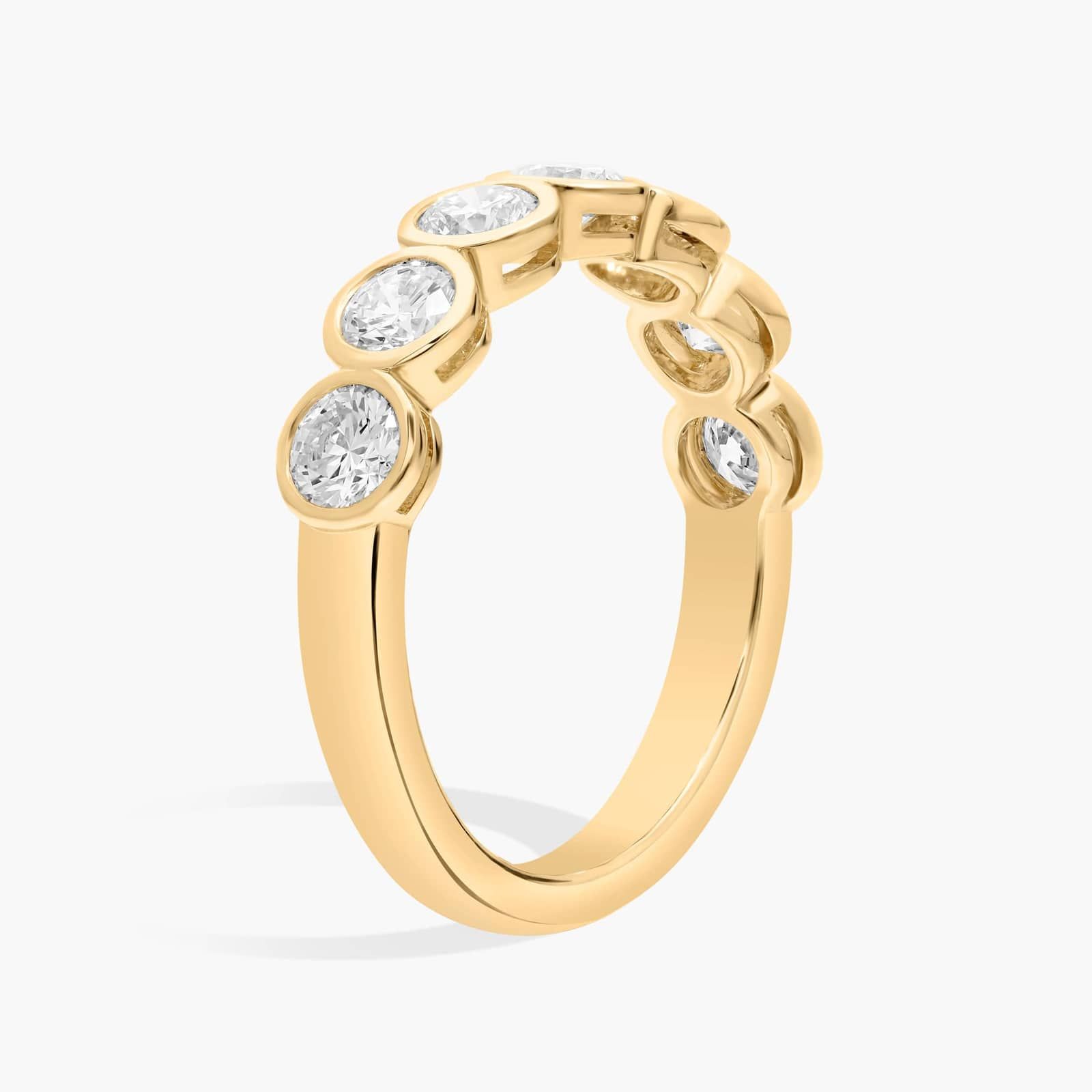 Seven Stone Bezel Anniversary Ring With 1 CTW Round Cut Diamonds in 14K Yellow Gold (4.4mm) 2