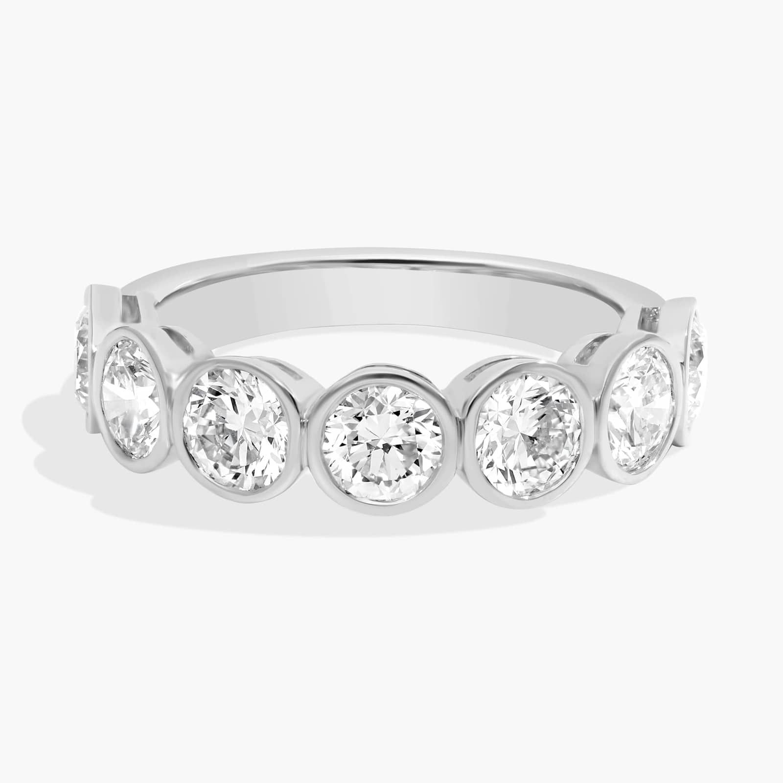 Seven Stone Bezel Anniversary Ring With 2 CTW Round Cut Lab-Grown Diamonds in 14K White Gold (5.2mm)