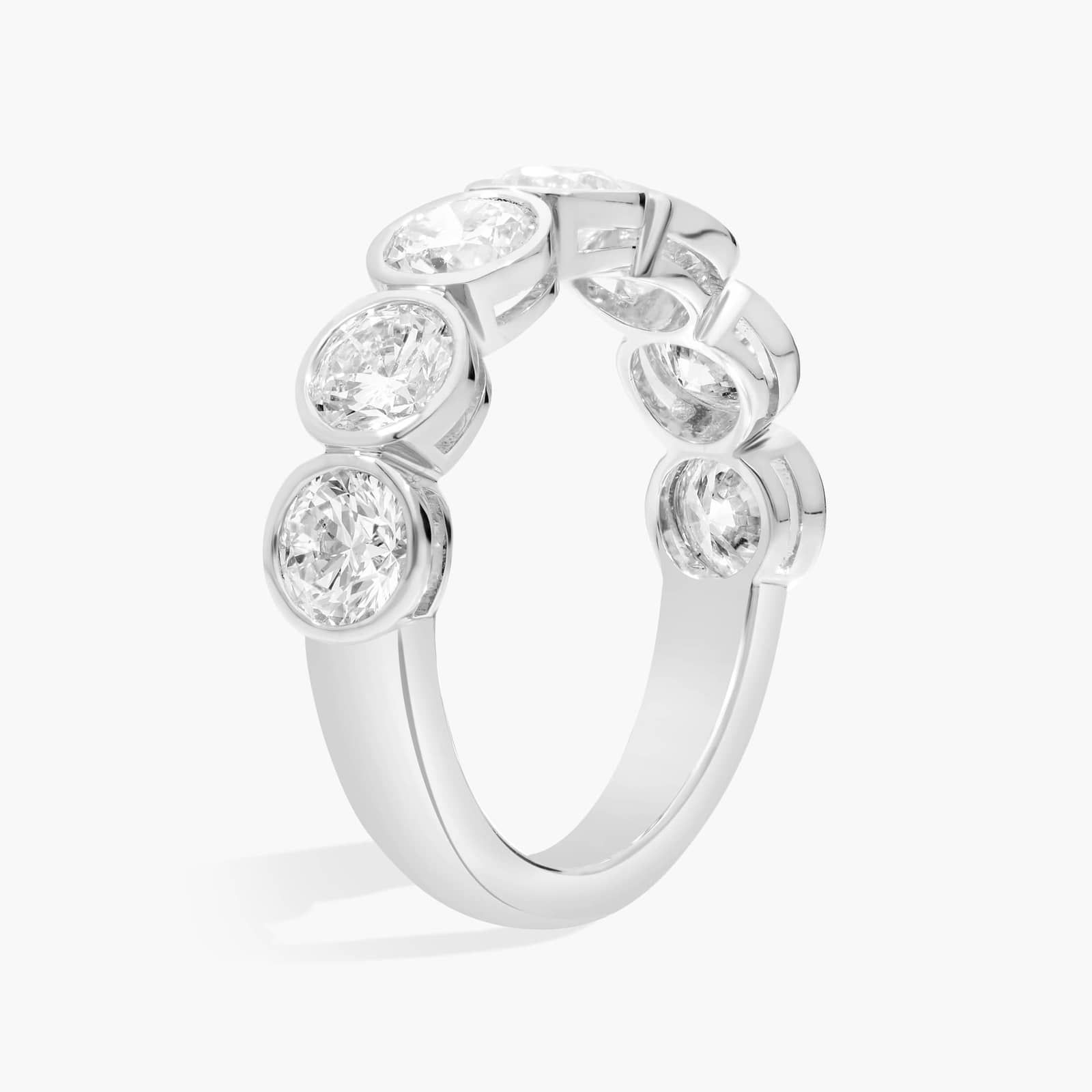 Seven Stone Bezel Anniversary Ring With 2 CTW Round Cut Lab-Grown Diamonds in 14K White Gold (5.2mm) 2