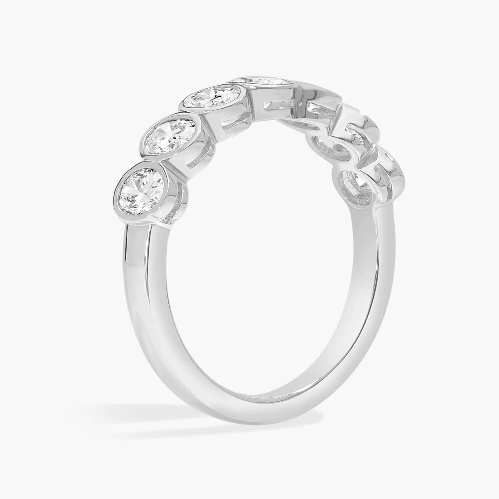 Seven Stone Bezel Anniversary Ring With 1 CTW Oval Cut Diamonds in 14K White Gold (4.65mm) 2