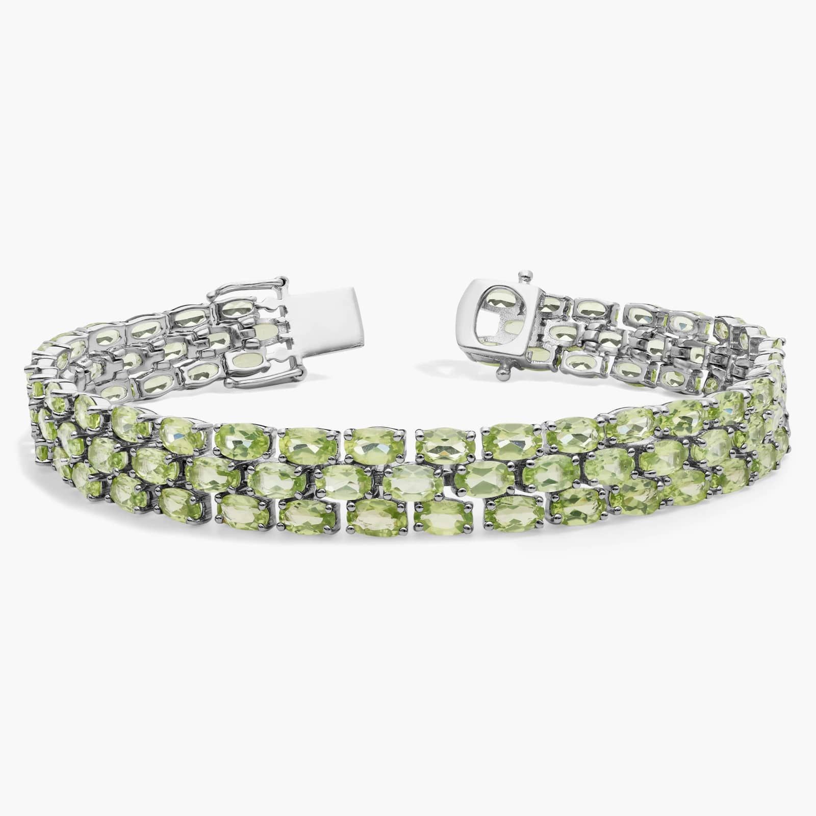 Trio Oval Peridot Bracelet in Sterling Silver (5x3mm) 2