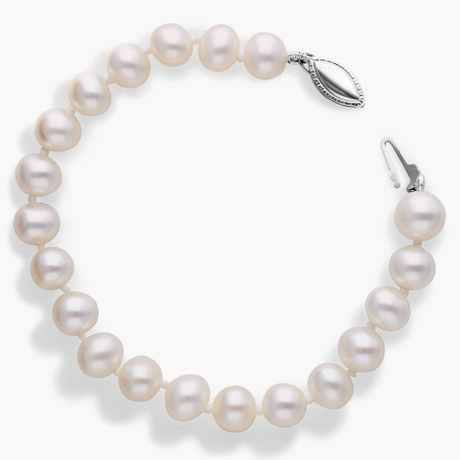 6.5" Freshwater Cultured Pearl Bracelet in 14k White Gold (7.0-7.5mm) 2