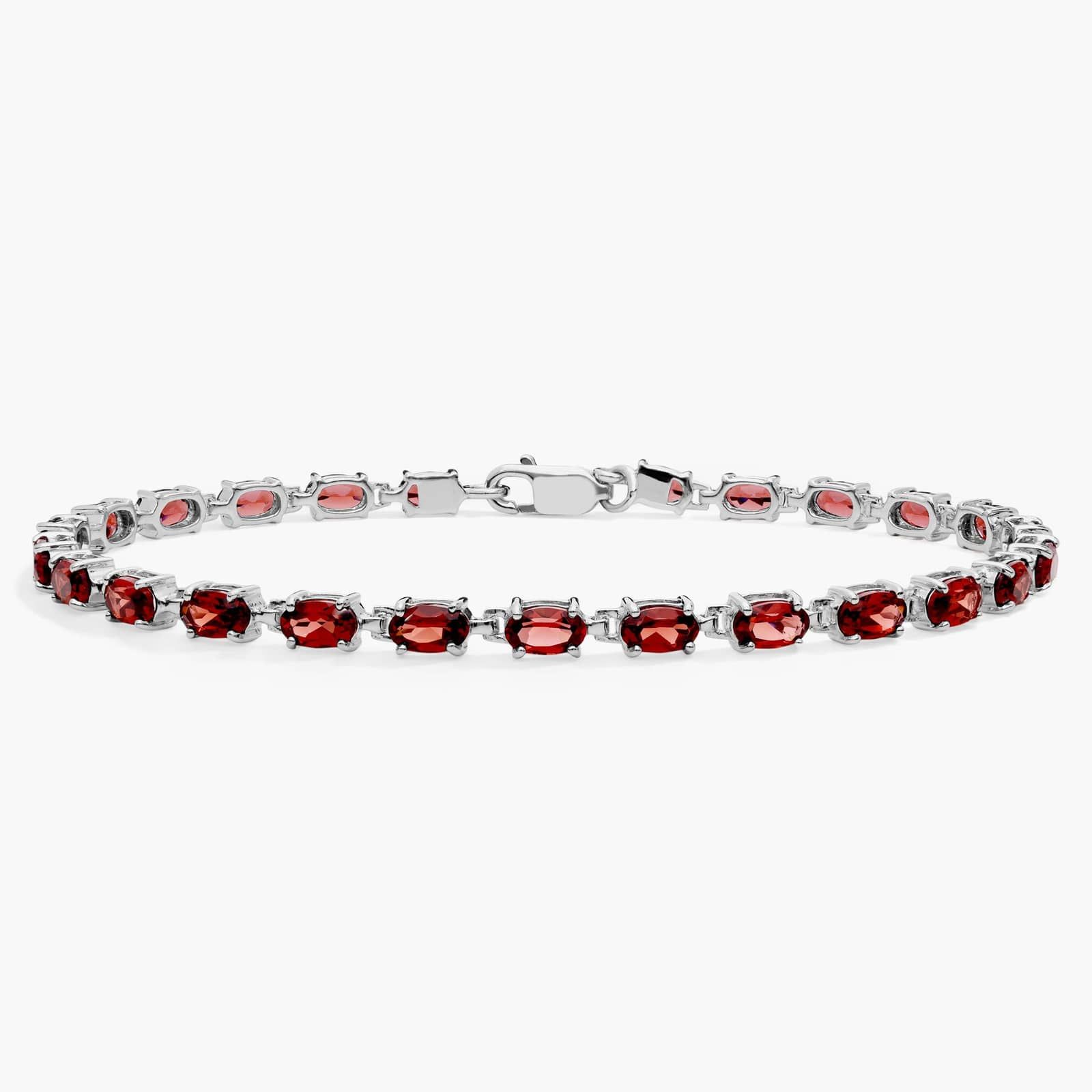 Petite Garnet Oval Bracelet in Sterling Silver (5x3mm)