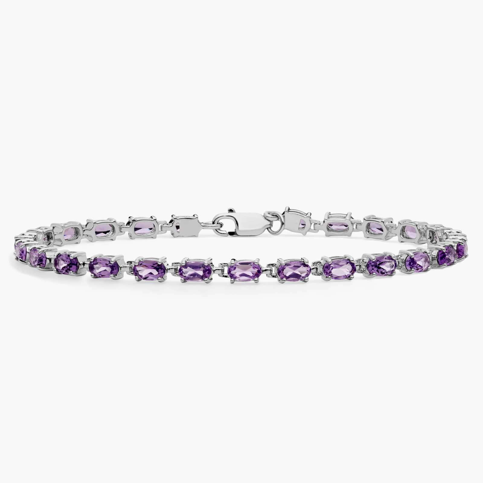 Petite Oval Amethyst Bracelet in Sterling Silver (5x3mm)