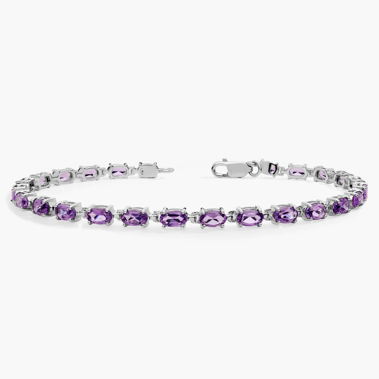 Petite Oval Amethyst Bracelet in Sterling Silver (5x3mm) 2