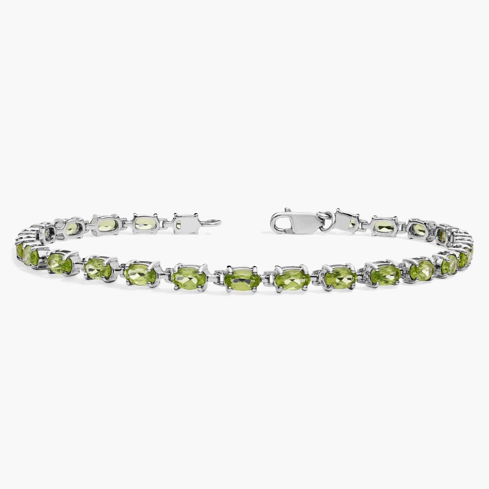 Petite Peridot Oval Bracelet in Sterling Silver (5x3mm) 2