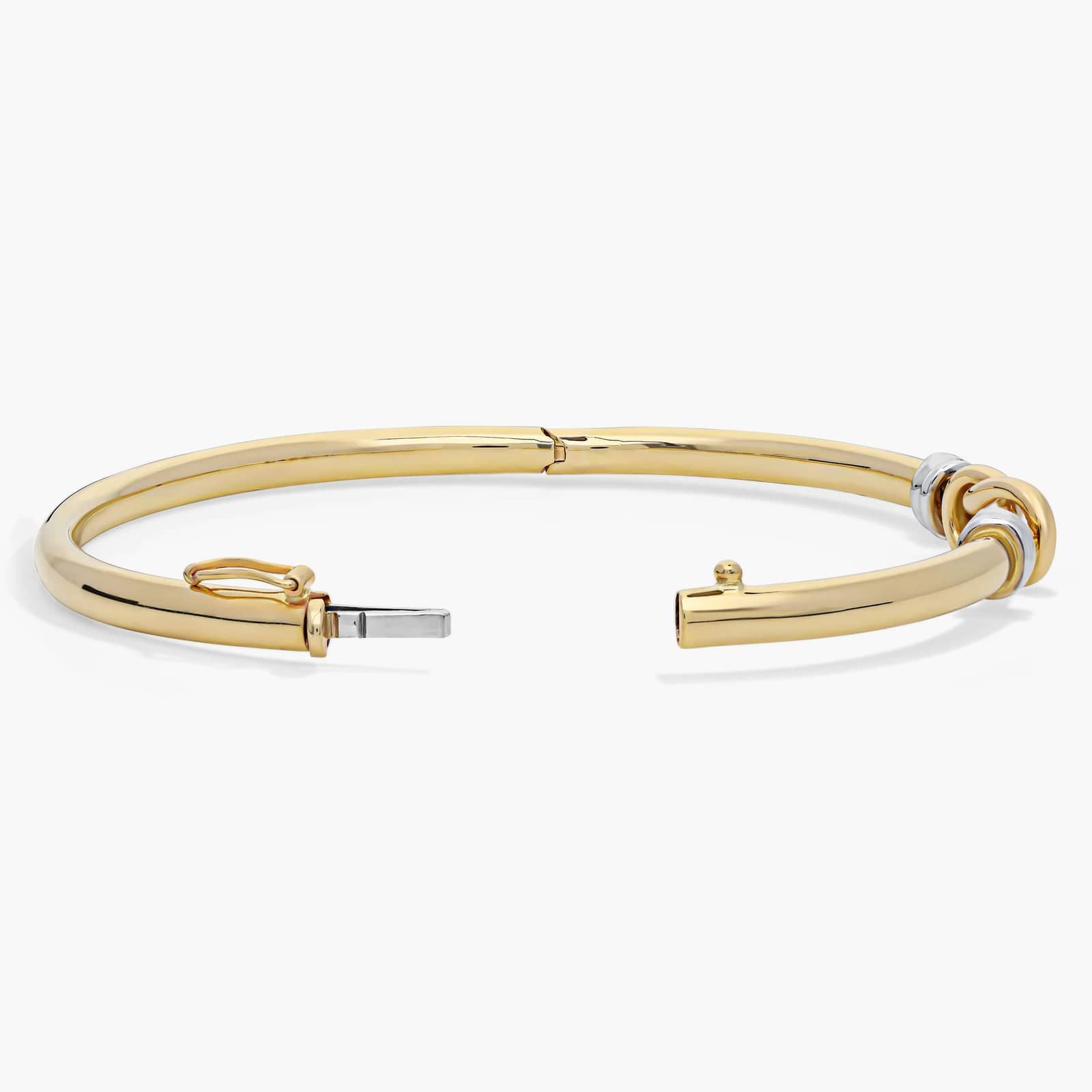 Love Knot Bangle in 14k Italian White and Yellow Gold 2