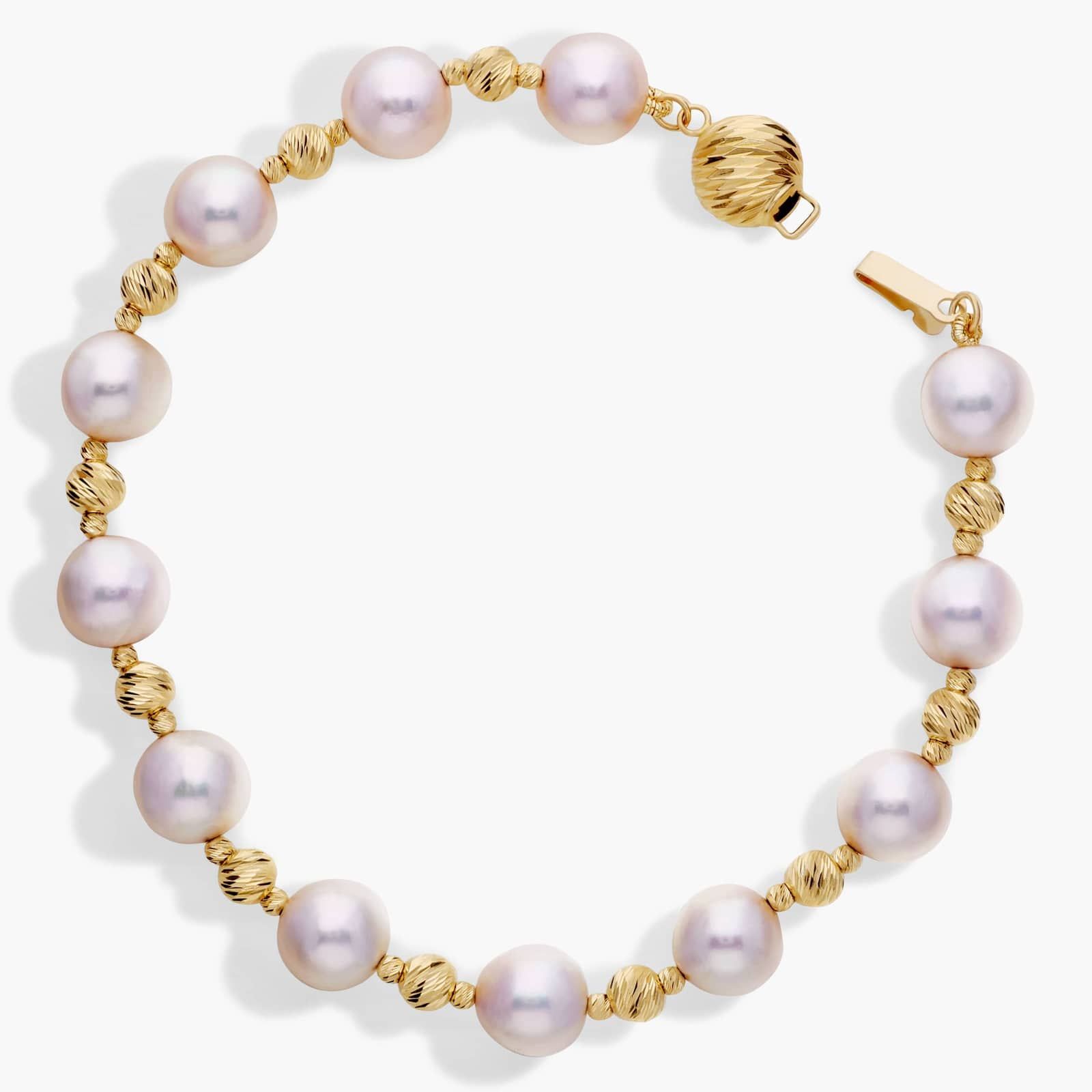 Alternating Akoya and Gold Bead Bracelet in 14k Yellow Gold (7.5-8 mm) 2