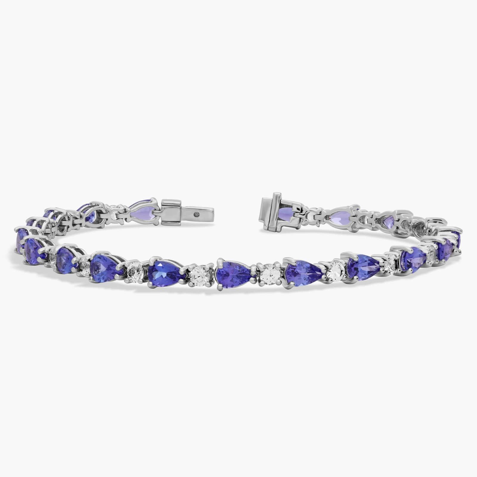 Tanzanite and White Sapphire Bracelet in 14k White Gold 2