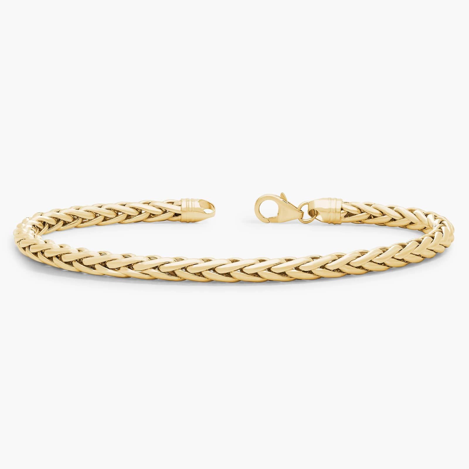 8.5" Polished Wheat Chain Bracelet in 14k Yellow Gold (5mm) 2