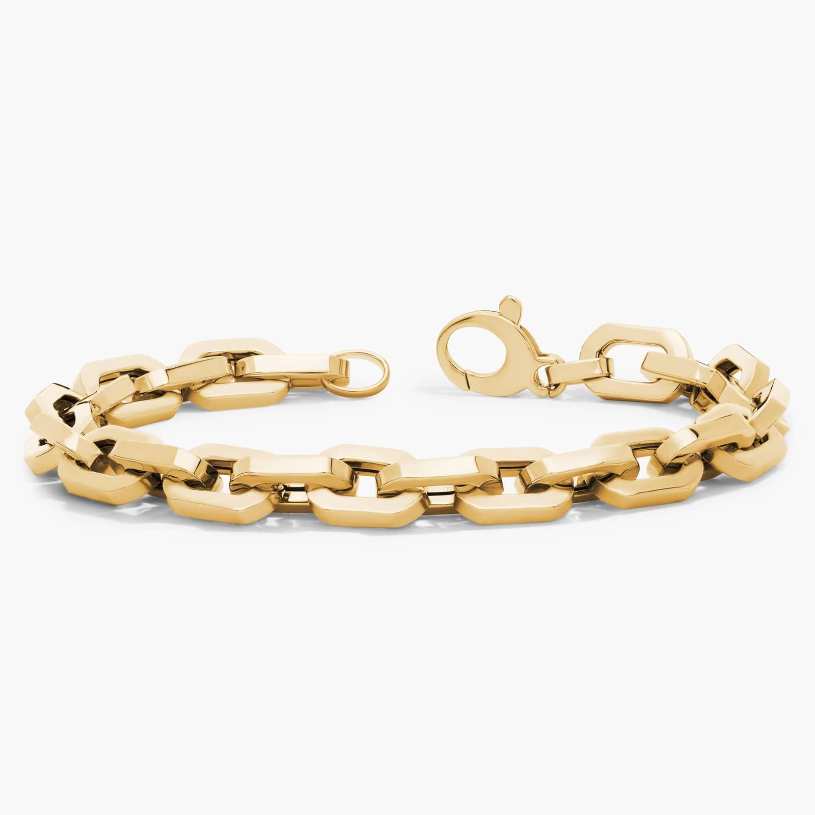 8.5" Men's Large Faceted Bracelet in 14k Yellow Gold (8.7 mm) 2