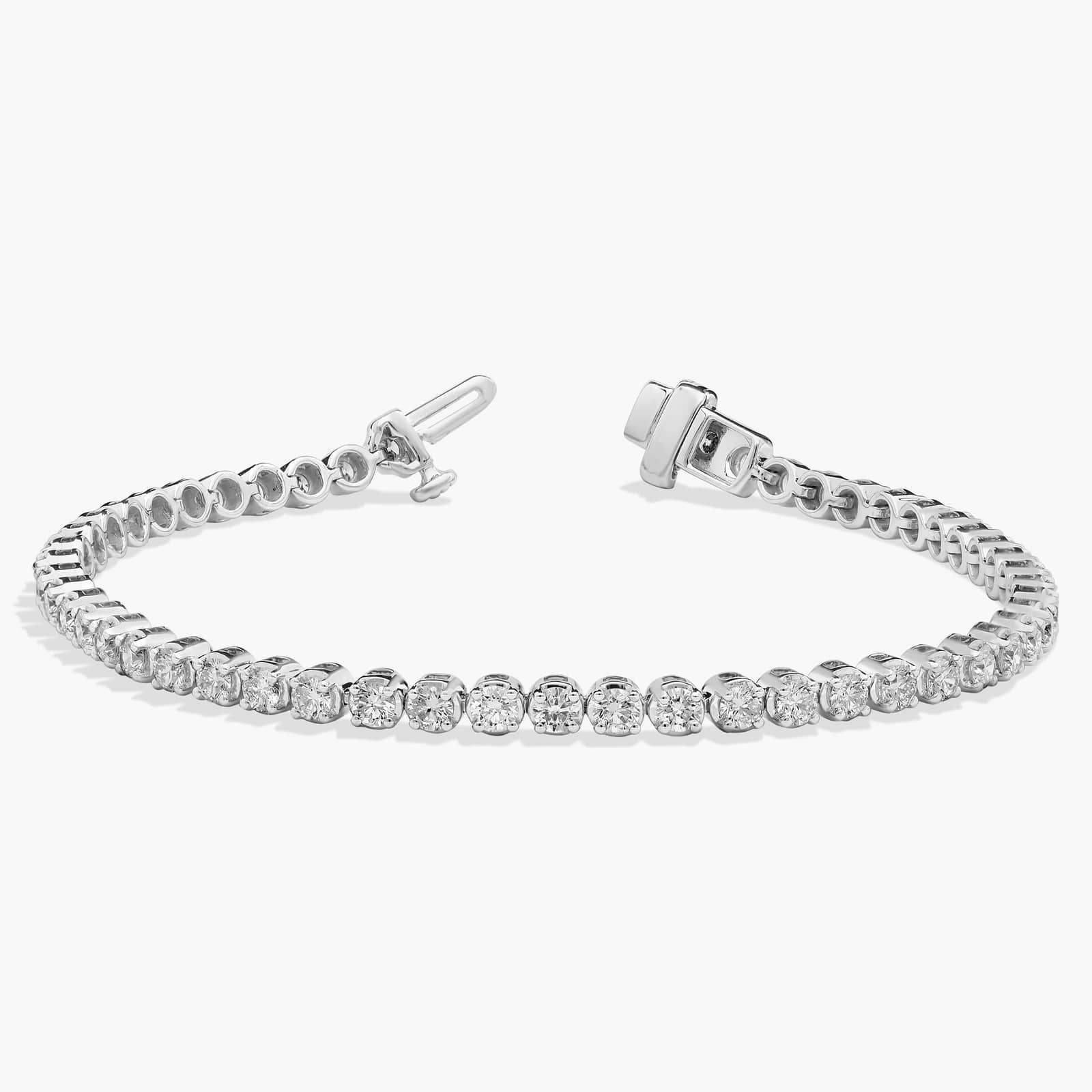 7 " Four Prong Diamond Tennis Bracelet In 14K White Gold (3 Ct. tw. - H-I / SI1-SI2) 2