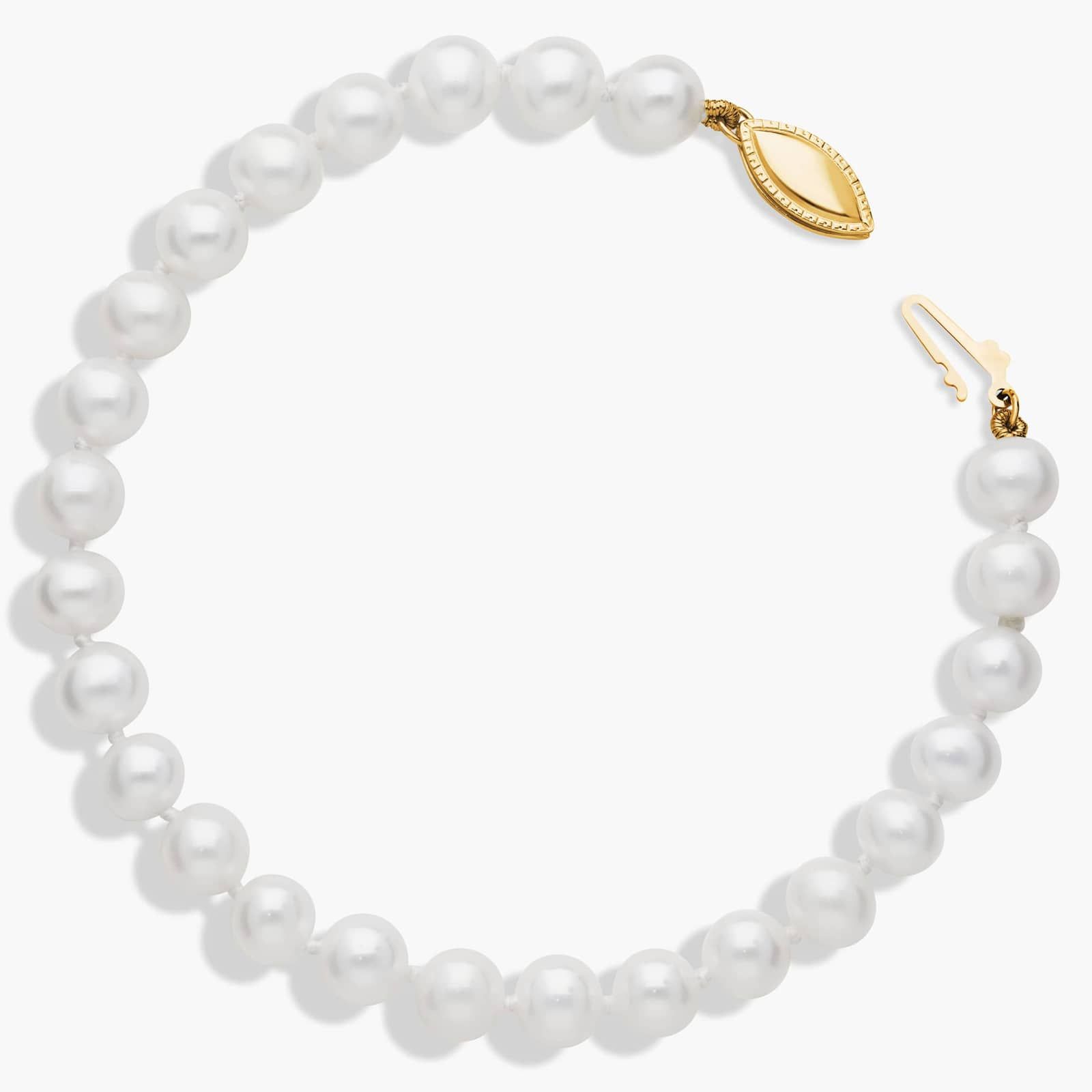 7" Freshwater Cultured Pearl Bracelet in 14k Yellow Gold (6-6.5mm) 2