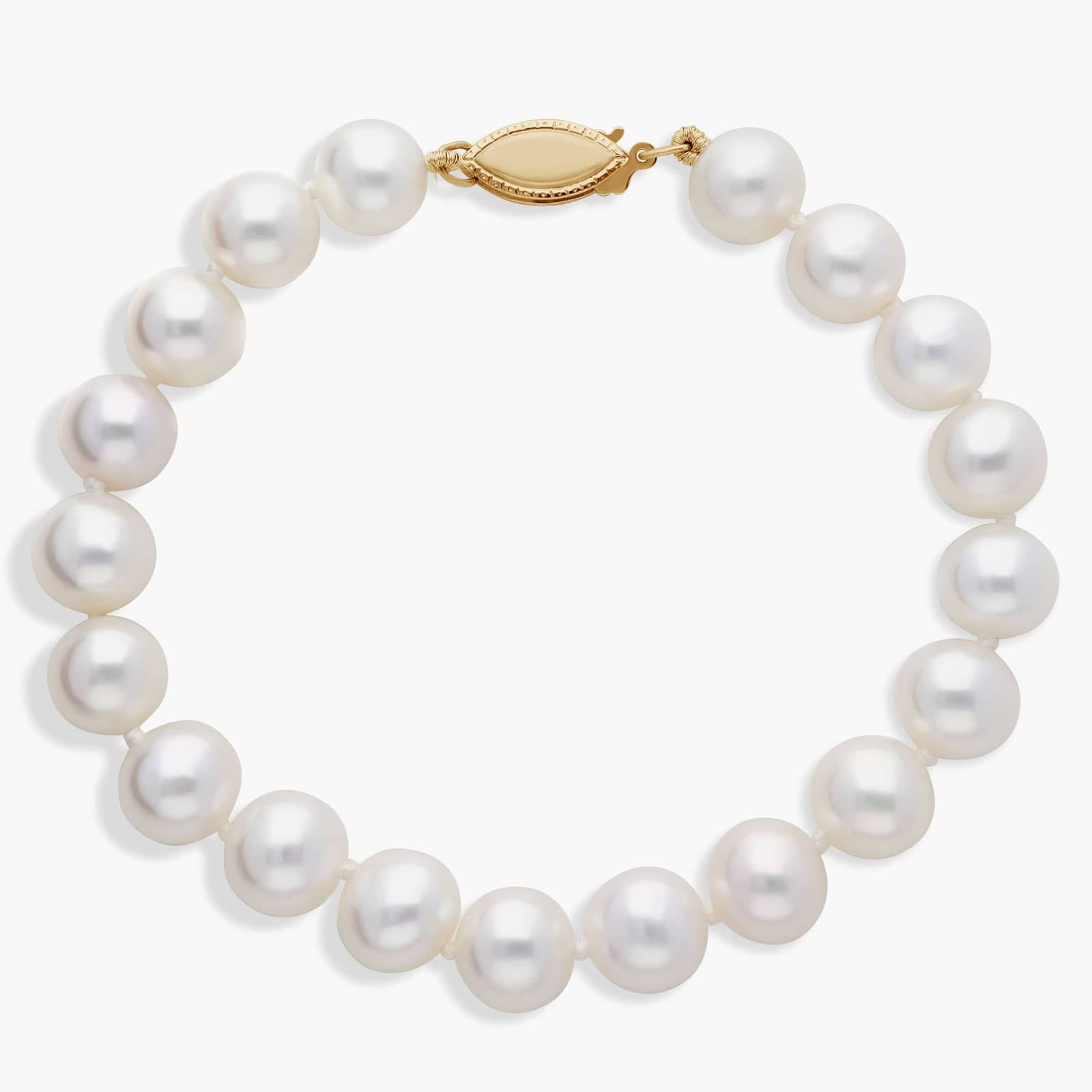 7" Freshwater Cultured Pearl Bracelet in 14k Yellow Gold (8.0-8.5mm)