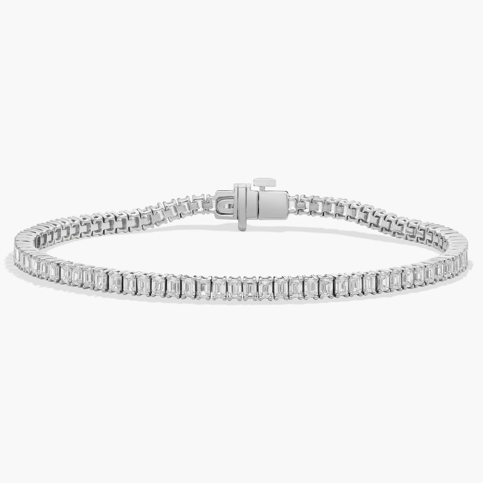 7 " Emerald Cut Lab Grown Diamond Tennis Bracelet In 14K White Gold (5 Ct. tw. - F-G / VS2-SI1)