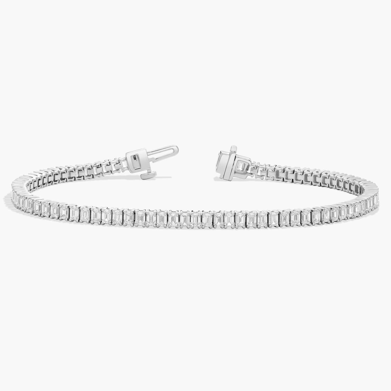 7 " Emerald Cut Lab Grown Diamond Tennis Bracelet In 14K White Gold (5 Ct. tw. - F-G / VS2-SI1) 2