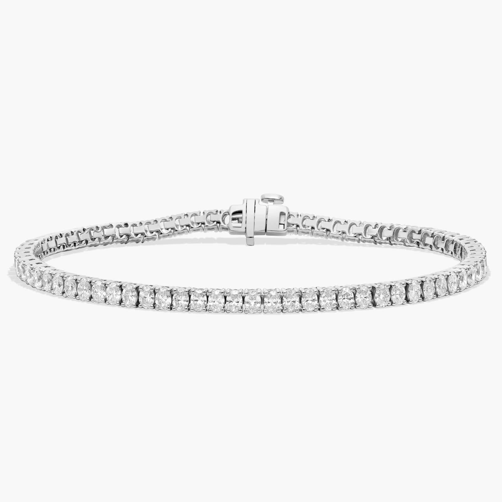 7 " Oval Cut Lab Grown Diamond Tennis Bracelet In 14K White Gold (5 Ct. tw. - F-G / VS2-SI1)