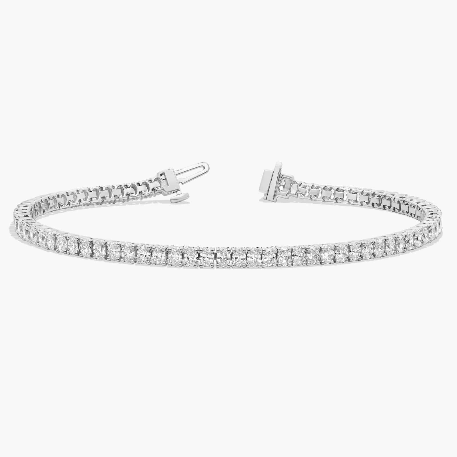 7 " Oval Cut Lab Grown Diamond Tennis Bracelet In 14K White Gold (5 Ct. tw. - F-G / VS2-SI1) 2
