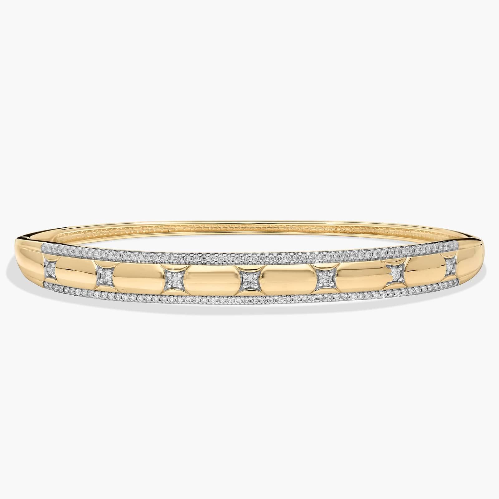 Double Row Diamond Bangle Bracelet in 14K Yellow Gold (3/4 Ct. Tw.)