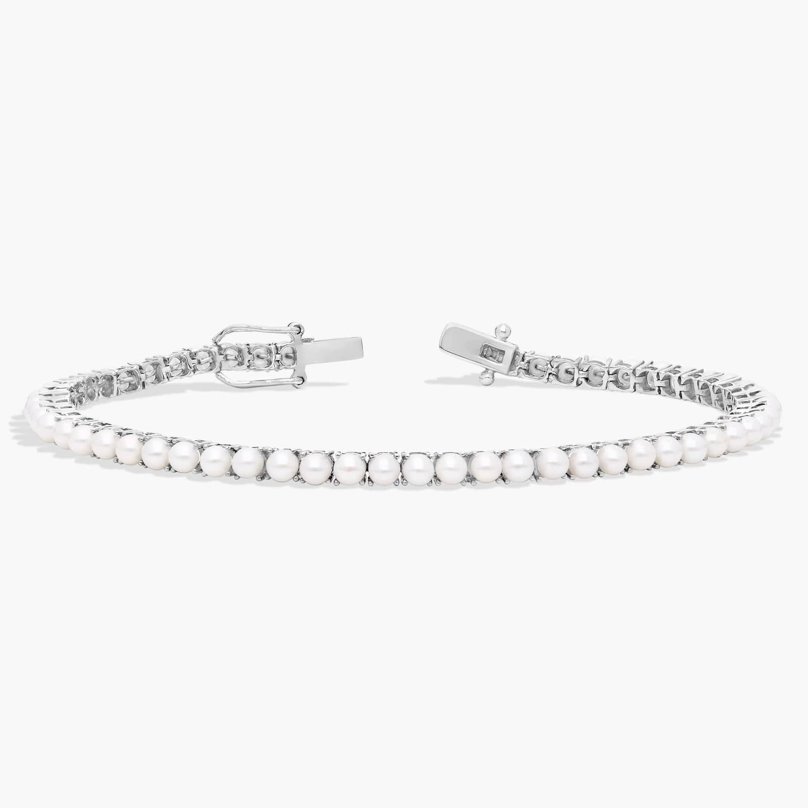 Freshwater Pearl Birthstone Tennis Bracelet in 14K White Gold 2