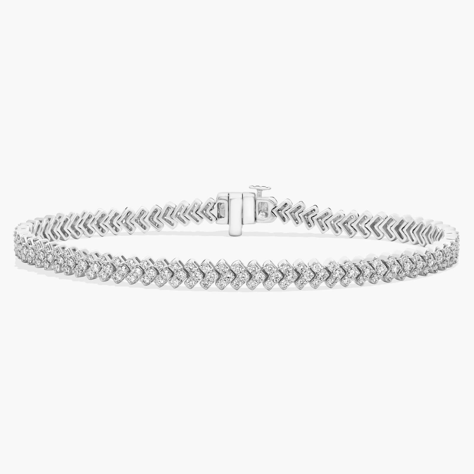 Lab Grown Diamond Chevron Tennis Bracelet in 14K White Gold (2 1/2 Ct. Tw.)