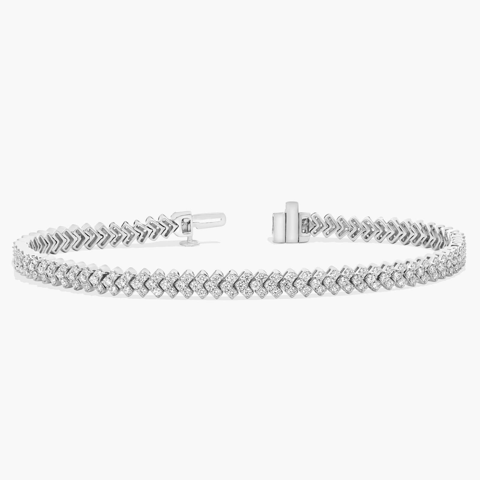 Lab Grown Diamond Chevron Tennis Bracelet in 14K White Gold (2 1/2 Ct. Tw.) 2