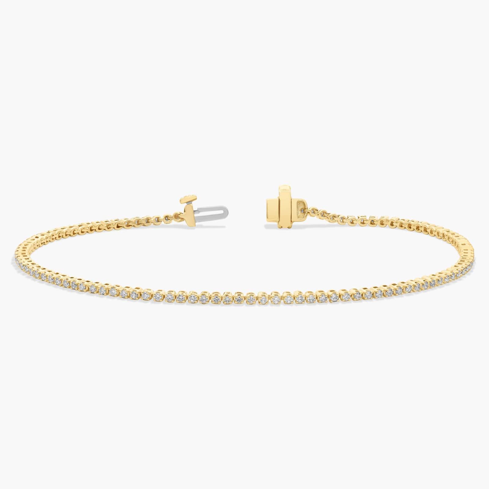 8 " Four Prong Lab-Grown Diamond Tennis Bracelet In 14K Yellow Gold (1 Ct. - F-G / VS2-SI1) 2