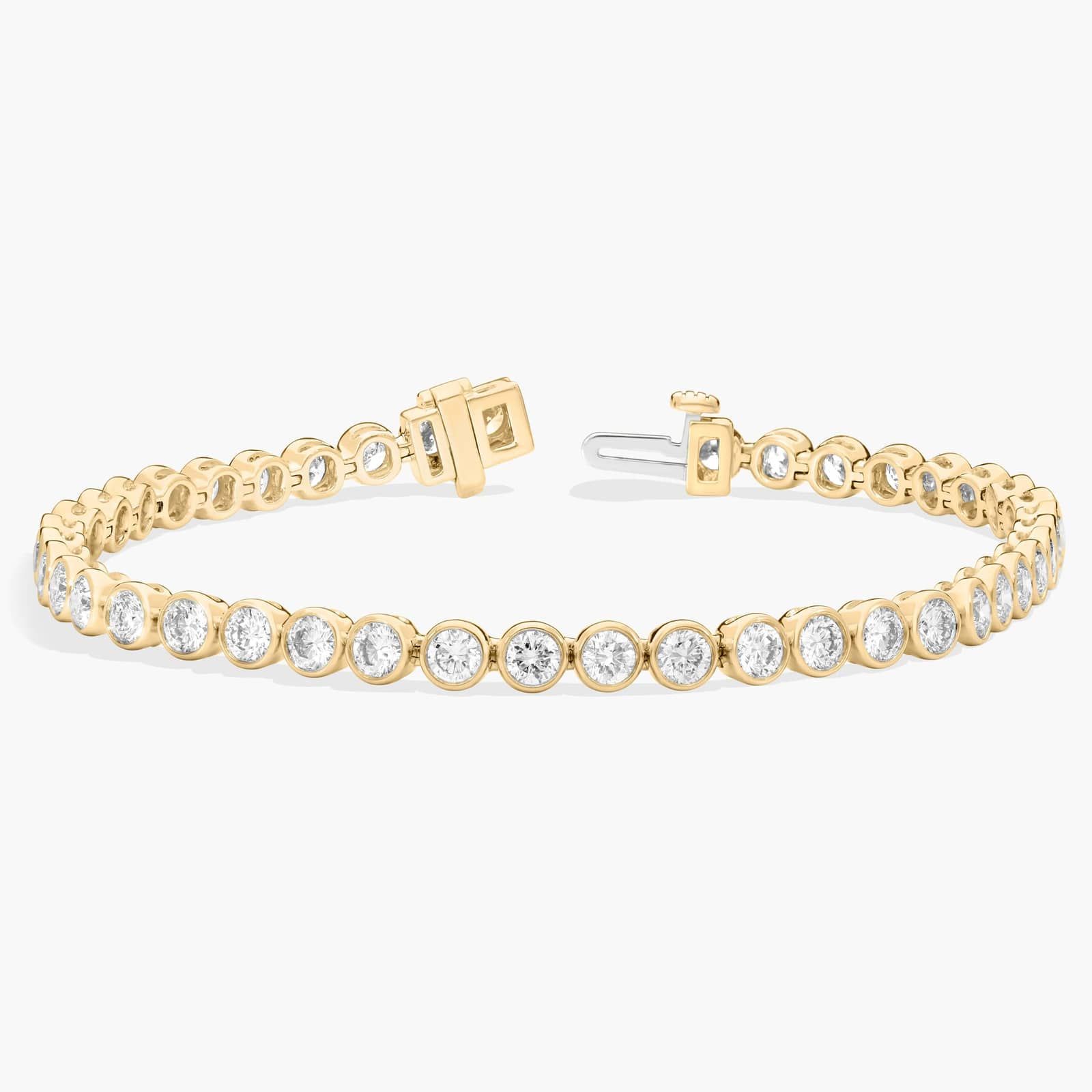 Bezel Tennis Bracelet With 5 CTW Round Lab-Grown Diamonds in 14K Yellow Gold 2