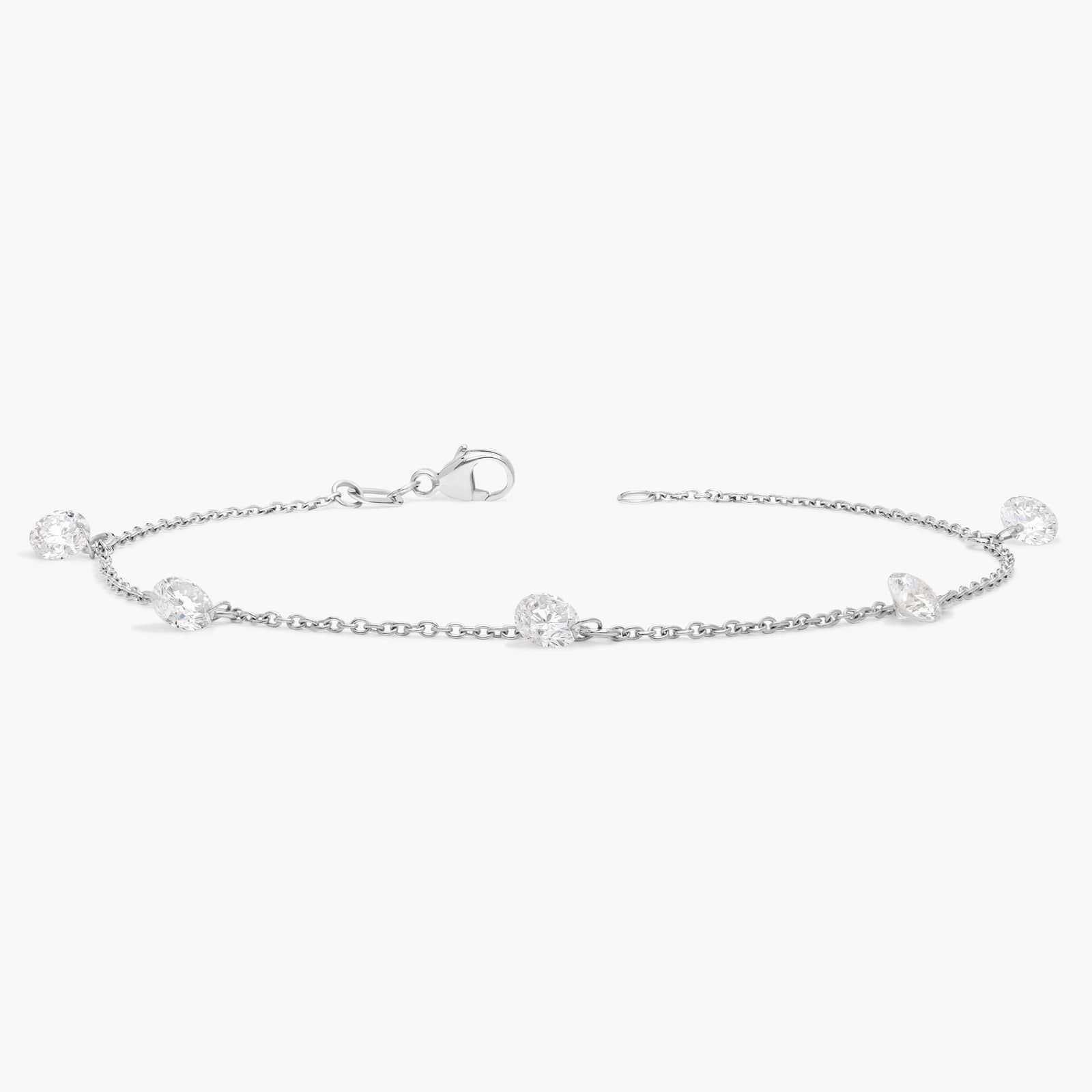 Pierced Diamond Station Bracelet with 1.25 CTW Round Cut Lab-Grown Diamonds in 14K White Gold 2